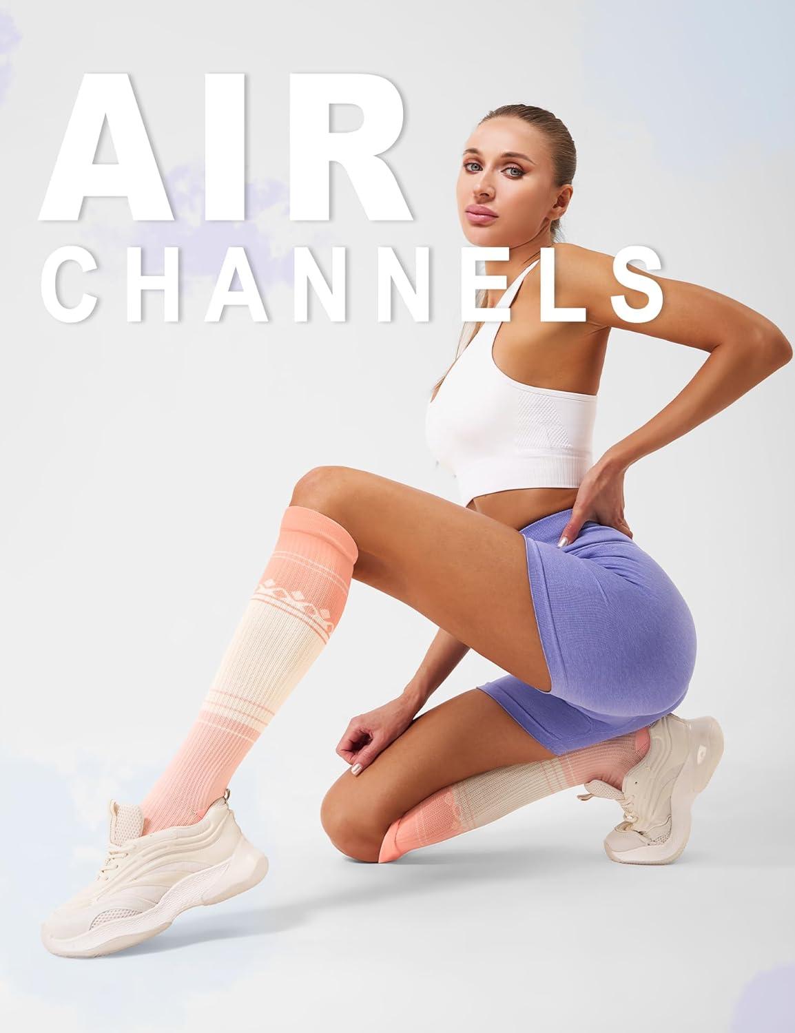 imageFITRELL 3 Pairs Compression Socks for Women and Men 2030mmHgCirculation Support SocksBliss Cream