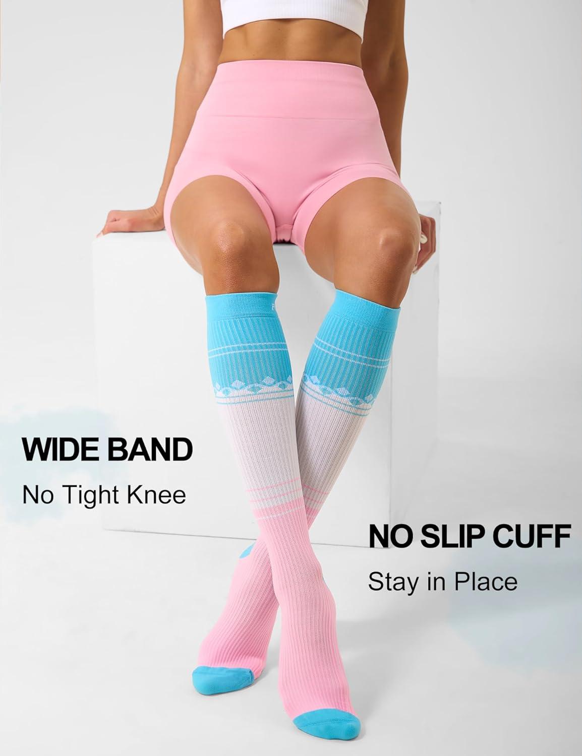 imageFITRELL 3 Pairs Compression Socks for Women and Men 2030mmHgCirculation Support SocksBliss Cream