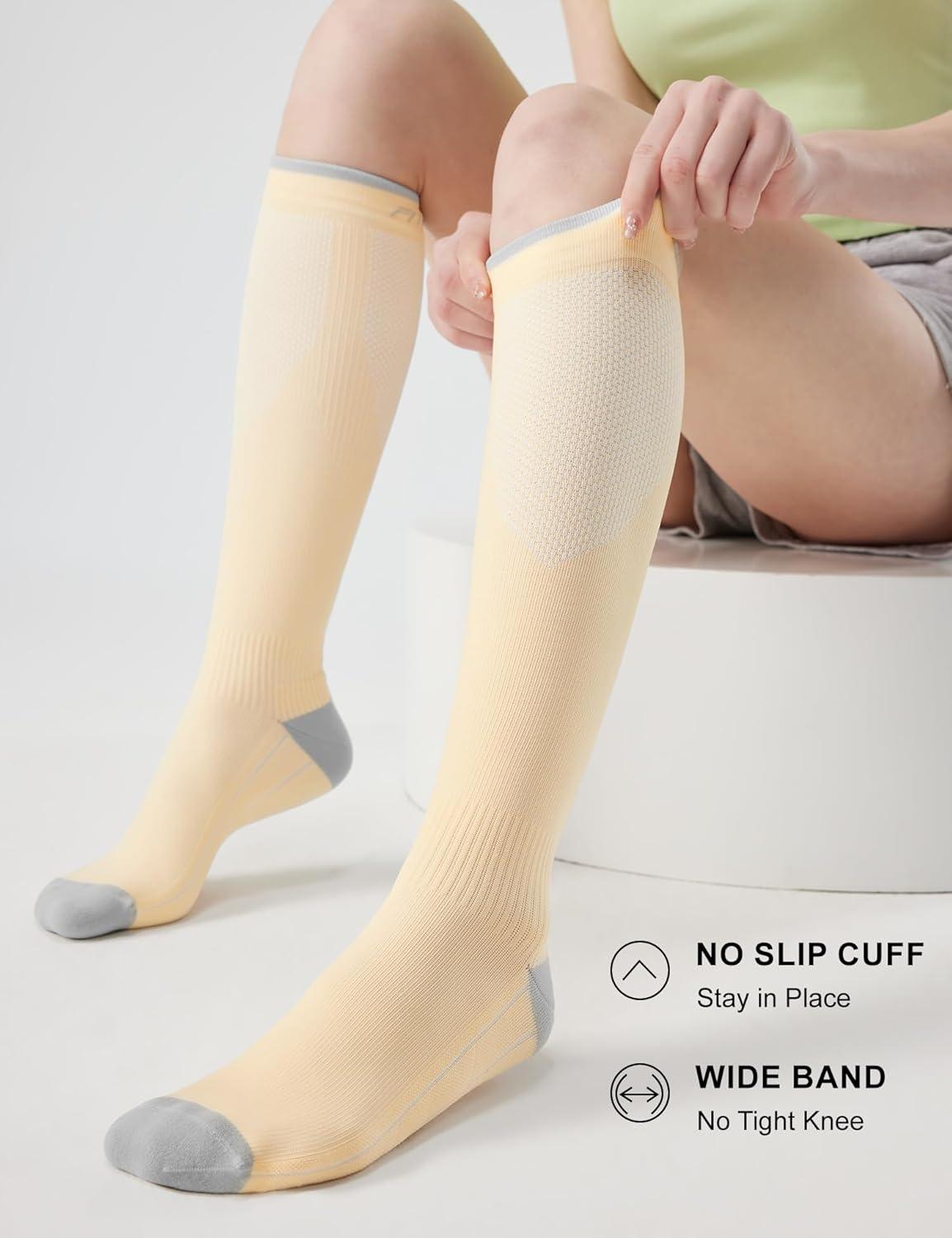 imageFITRELL 3 Pairs Compression Socks for Women and Men 2030mmHgCirculation Support SocksCalming Nude