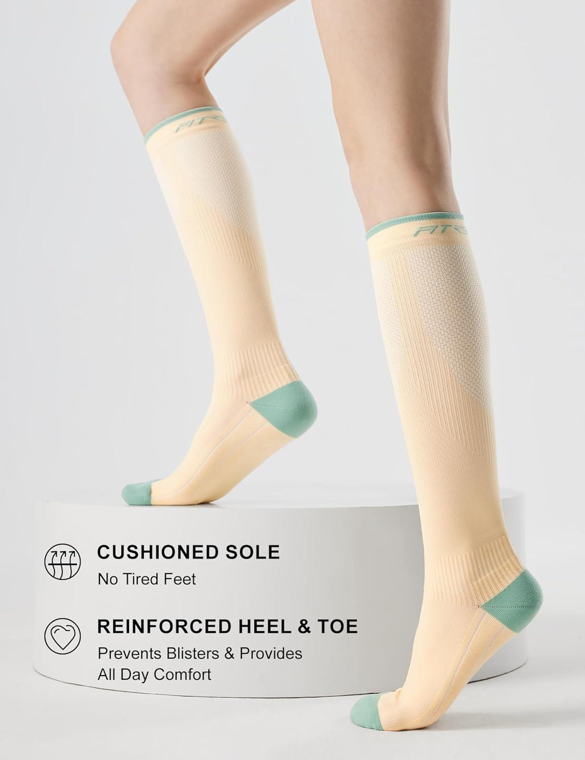 imageFITRELL 3 Pairs Compression Socks for Women and Men 2030mmHgCirculation Support SocksCalming Nude