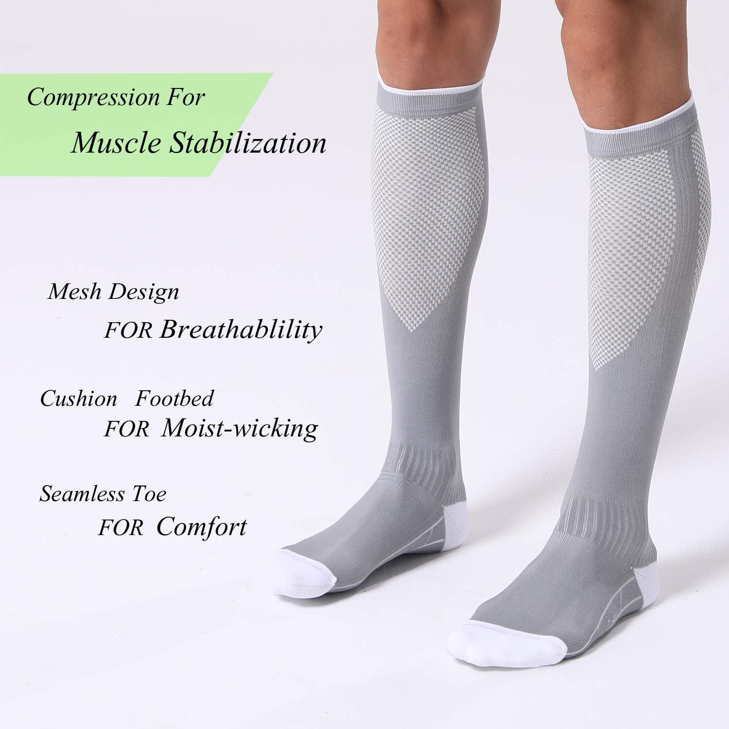 imageFITRELL 3 Pairs Compression Socks for Women and Men 2030mmHgCirculation Support SocksGrey