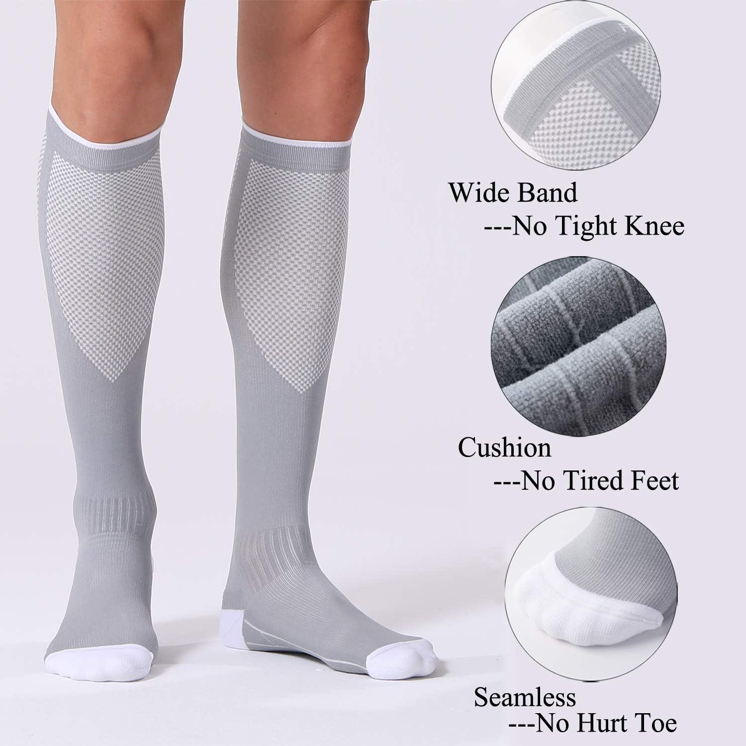 imageFITRELL 3 Pairs Compression Socks for Women and Men 2030mmHgCirculation Support SocksGrey