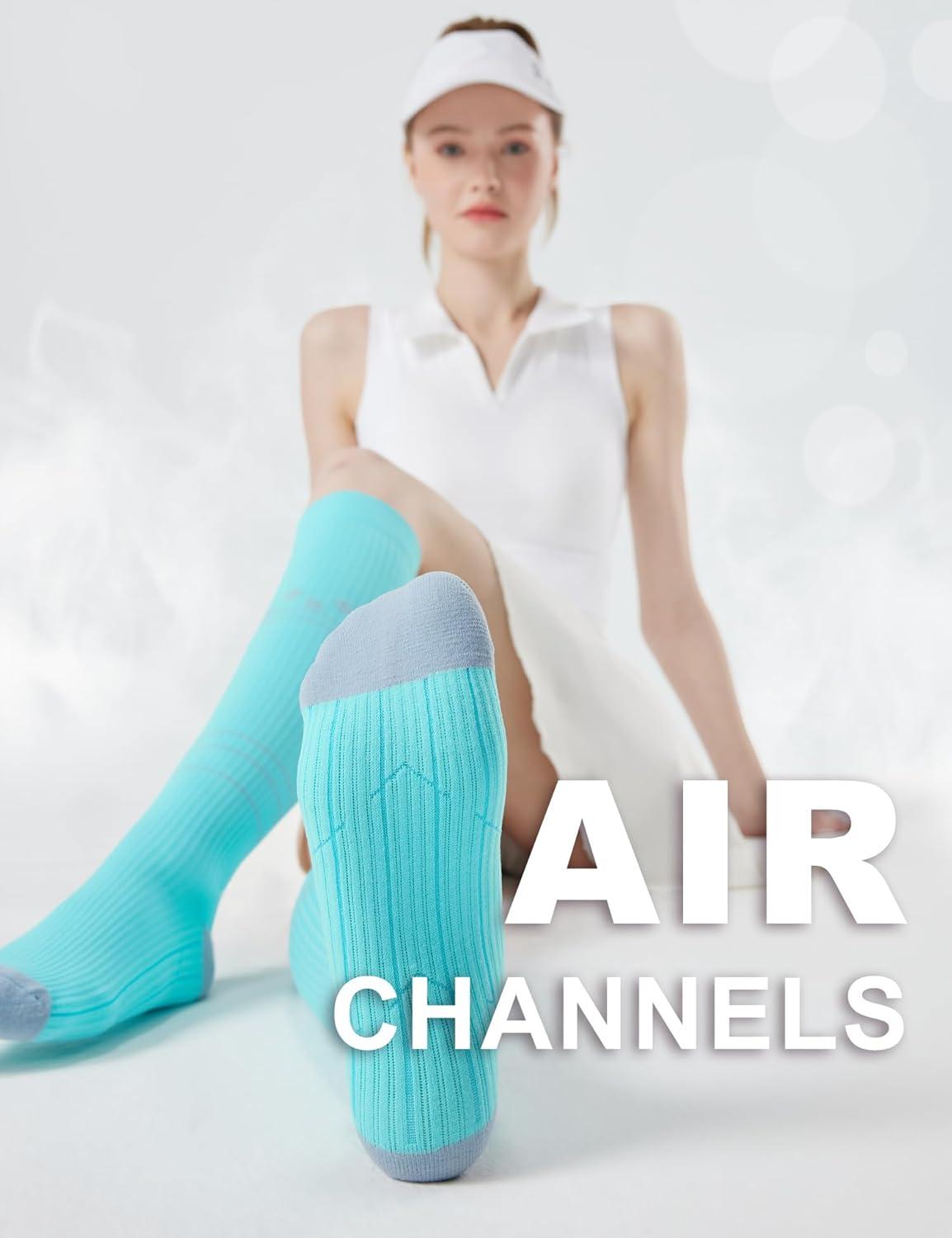 imageFITRELL 3 Pairs Compression Socks for Women and Men 2030mmHgCirculation Support SocksMintPeachyHaze Blue
