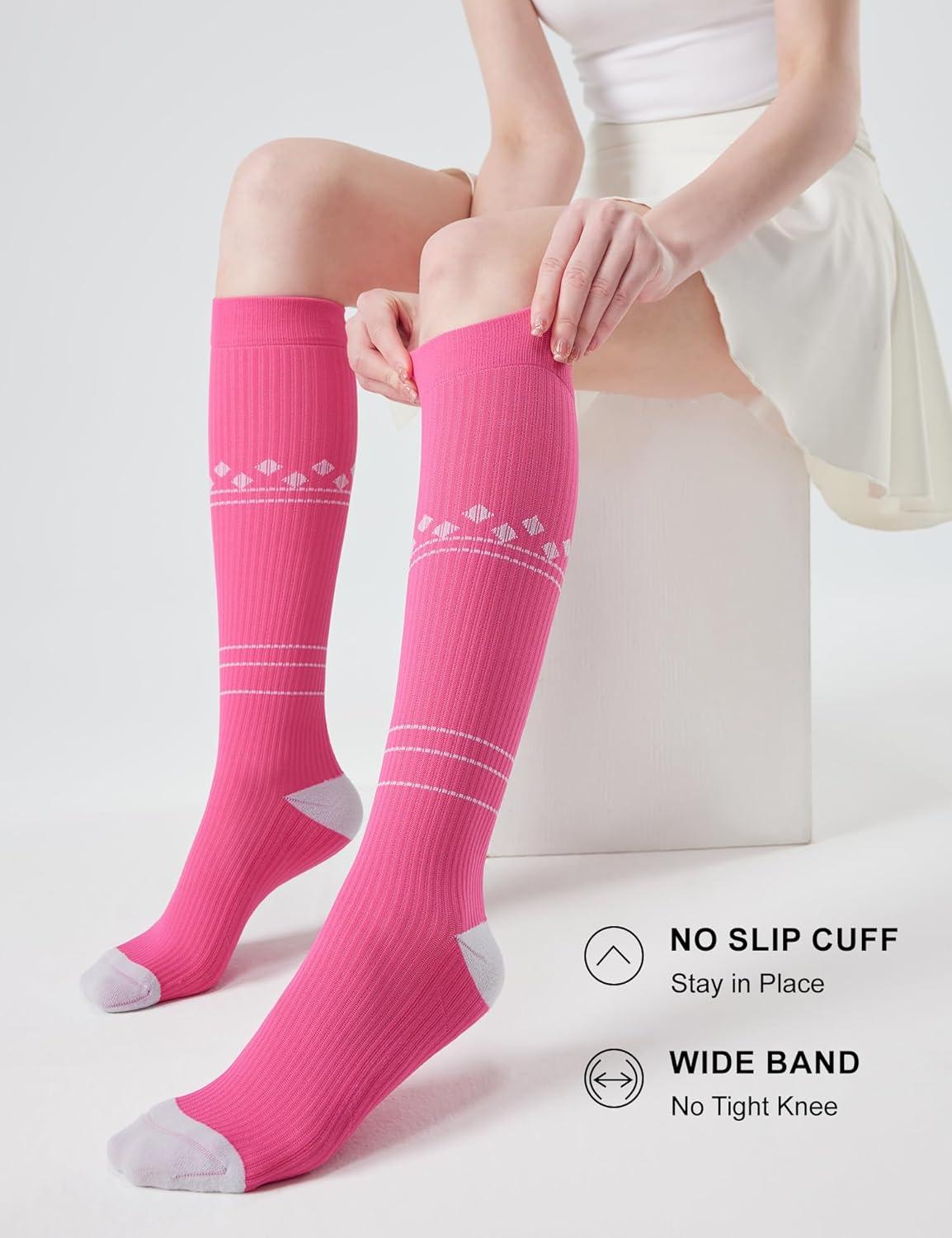 imageFITRELL 3 Pairs Compression Socks for Women and Men 2030mmHgCirculation Support SocksMintPeachyHaze Blue