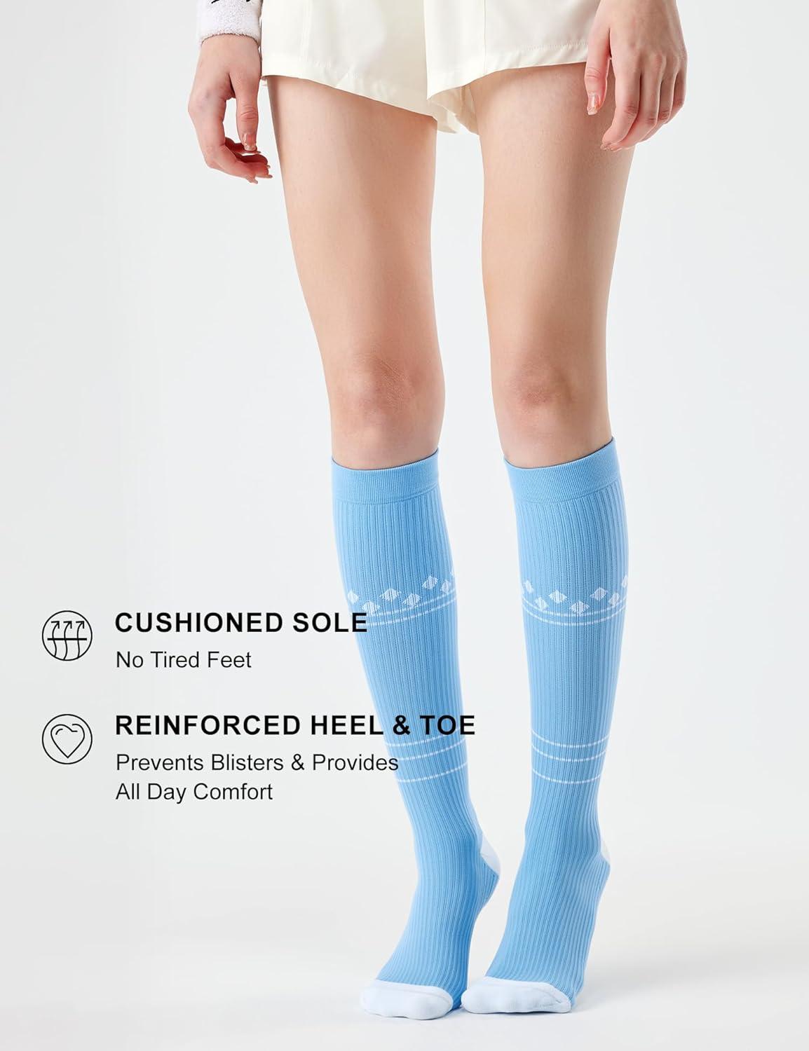 imageFITRELL 3 Pairs Compression Socks for Women and Men 2030mmHgCirculation Support SocksNeopolitan