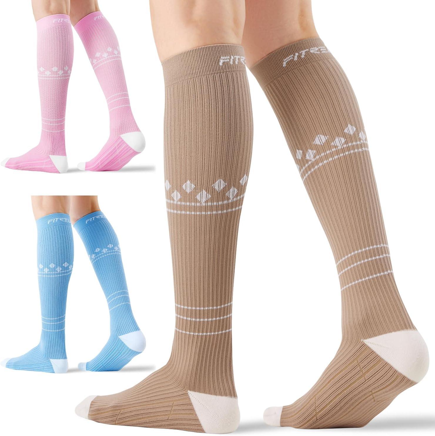 imageFITRELL 3 Pairs Compression Socks for Women and Men 2030mmHgCirculation Support SocksNeopolitan