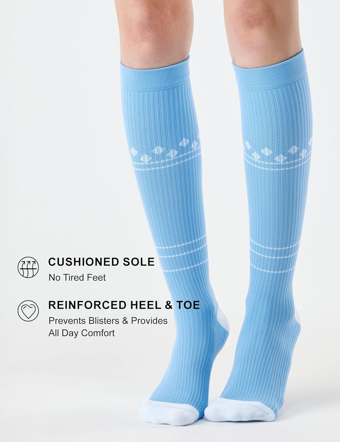 imageFITRELL 3 Pairs Compression Socks for Women and Men 2030mmHgCirculation Support SocksNeopolitan