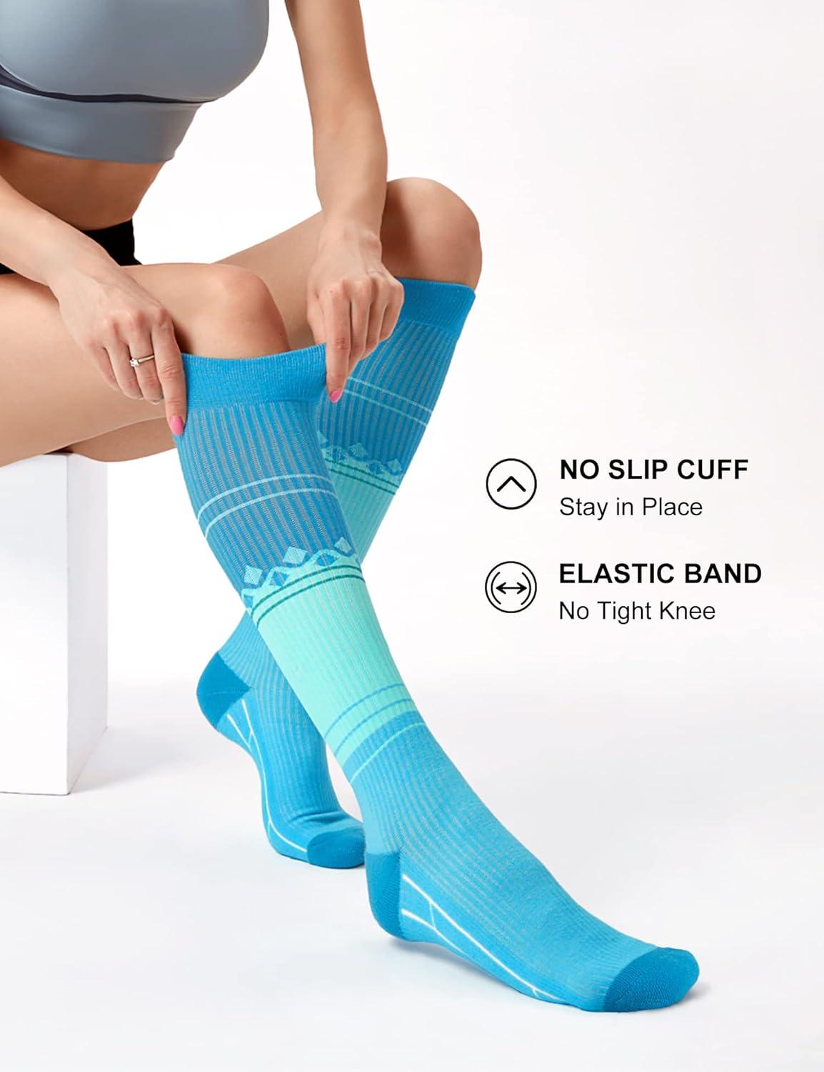 imageFITRELL 3 Pairs Compression Socks for Women and Men 2030mmHgCirculation Support SocksPinkpurpleblue