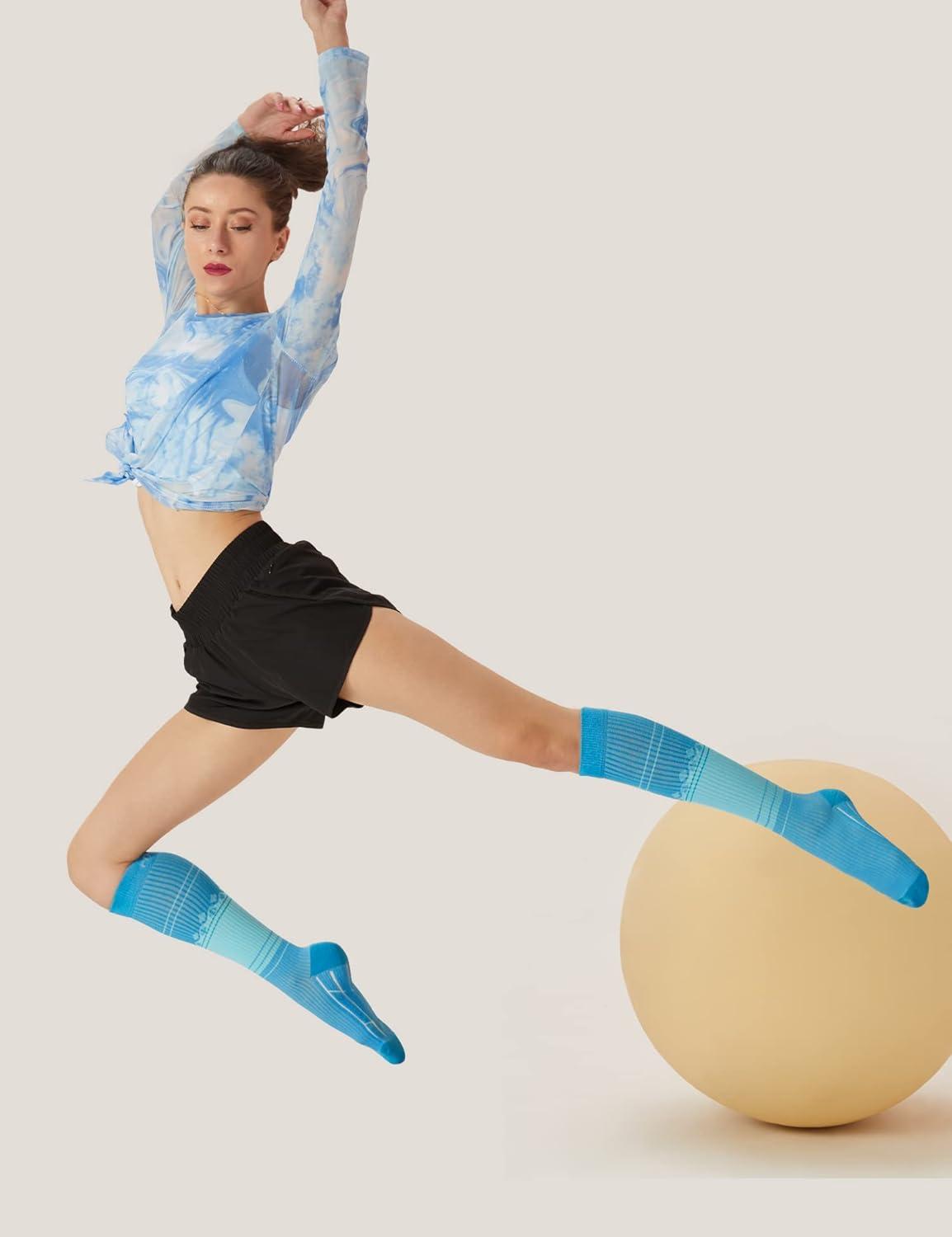 imageFITRELL 3 Pairs Compression Socks for Women and Men 2030mmHgCirculation Support SocksPinkpurpleblue