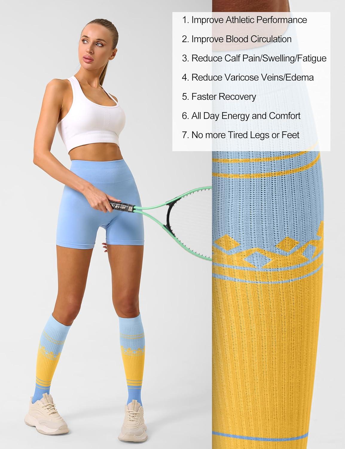 imageFITRELL 3 Pairs Compression Socks for Women and Men 2030mmHgCirculation Support SocksPopsicle