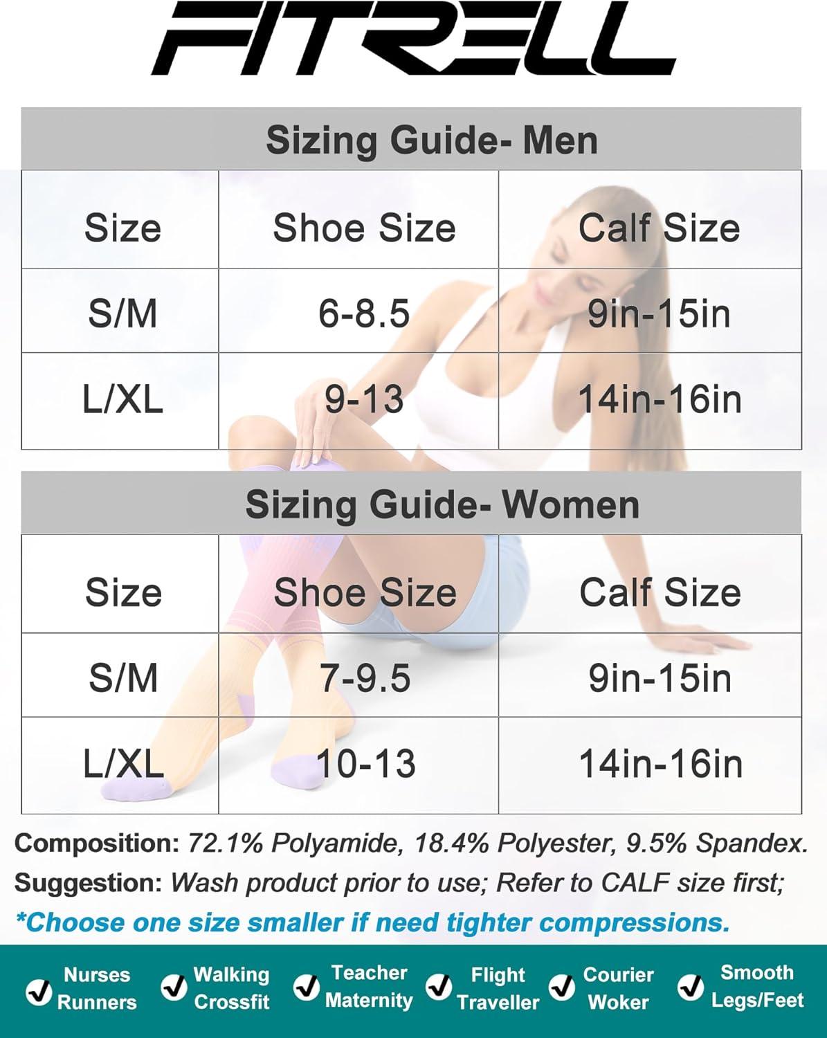 imageFITRELL 3 Pairs Compression Socks for Women and Men 2030mmHgCirculation Support SocksTanalmondkhaki