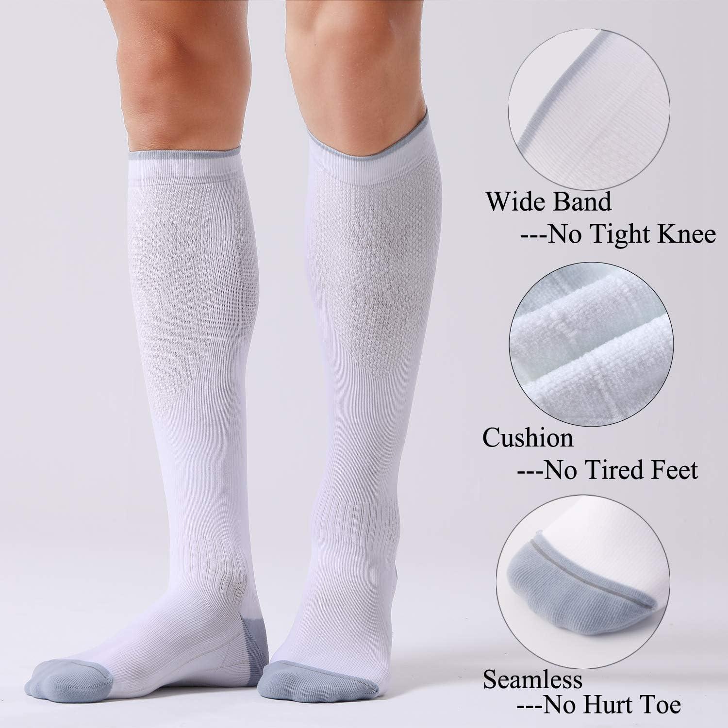 imageFITRELL 3 Pairs Compression Socks for Women and Men 2030mmHgCirculation Support SocksWhite