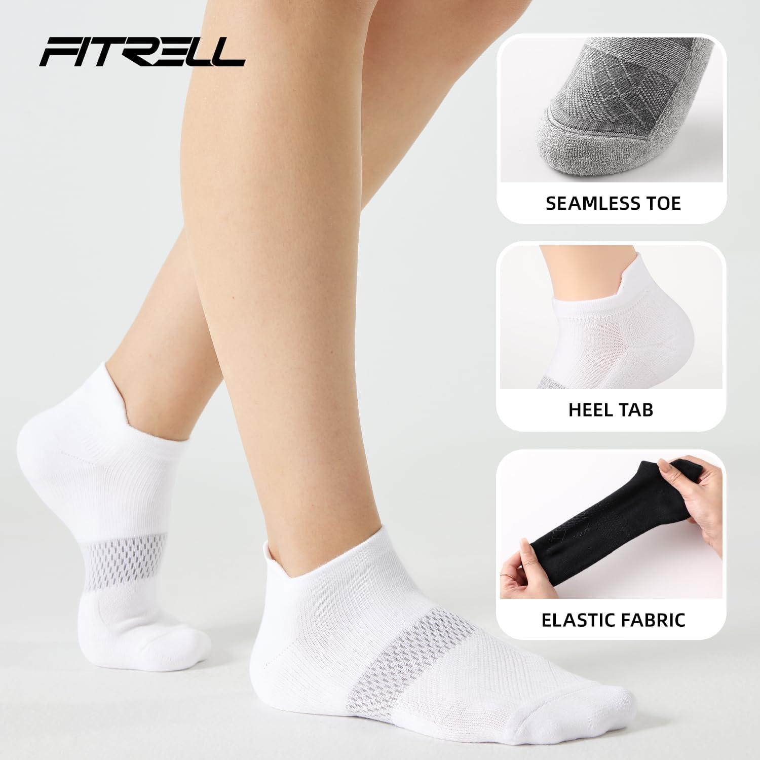 imageFITRELL 56 Pairs Ankle Running Socks for Women Athletic Cushioned Low Cut Tab Sports Socks5 Pairs Rococo