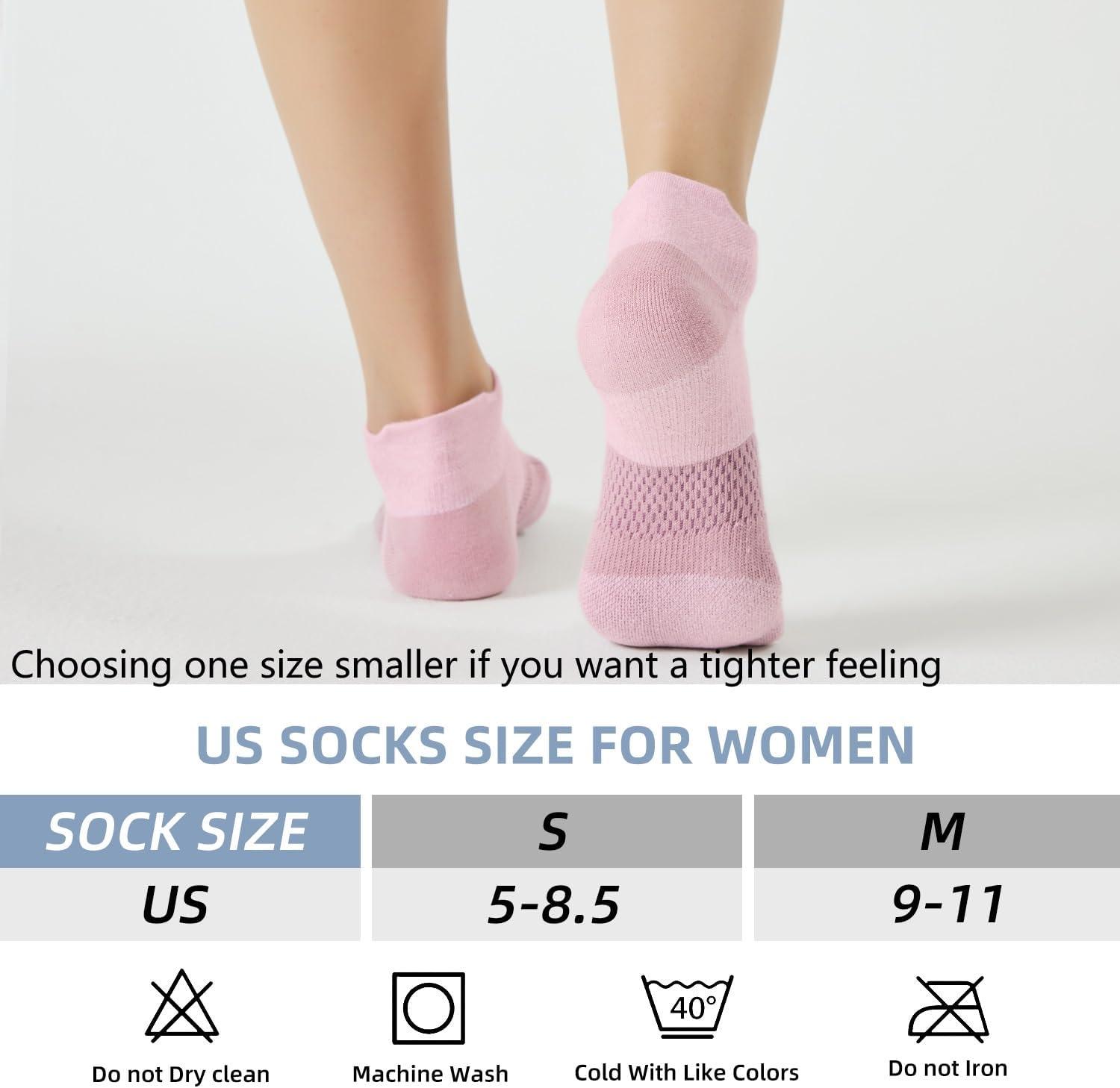 imageFITRELL 56 Pairs Ankle Running Socks for Women Athletic Cushioned Low Cut Tab Sports Socks5 Pairs Rococo