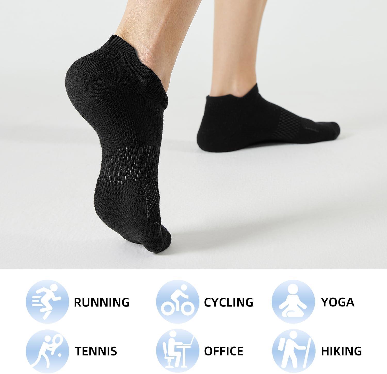 imageFITRELL 56 Pairs Ankle Running Socks for Women Athletic Cushioned Low Cut Tab Sports Socks6 Pairs All Black