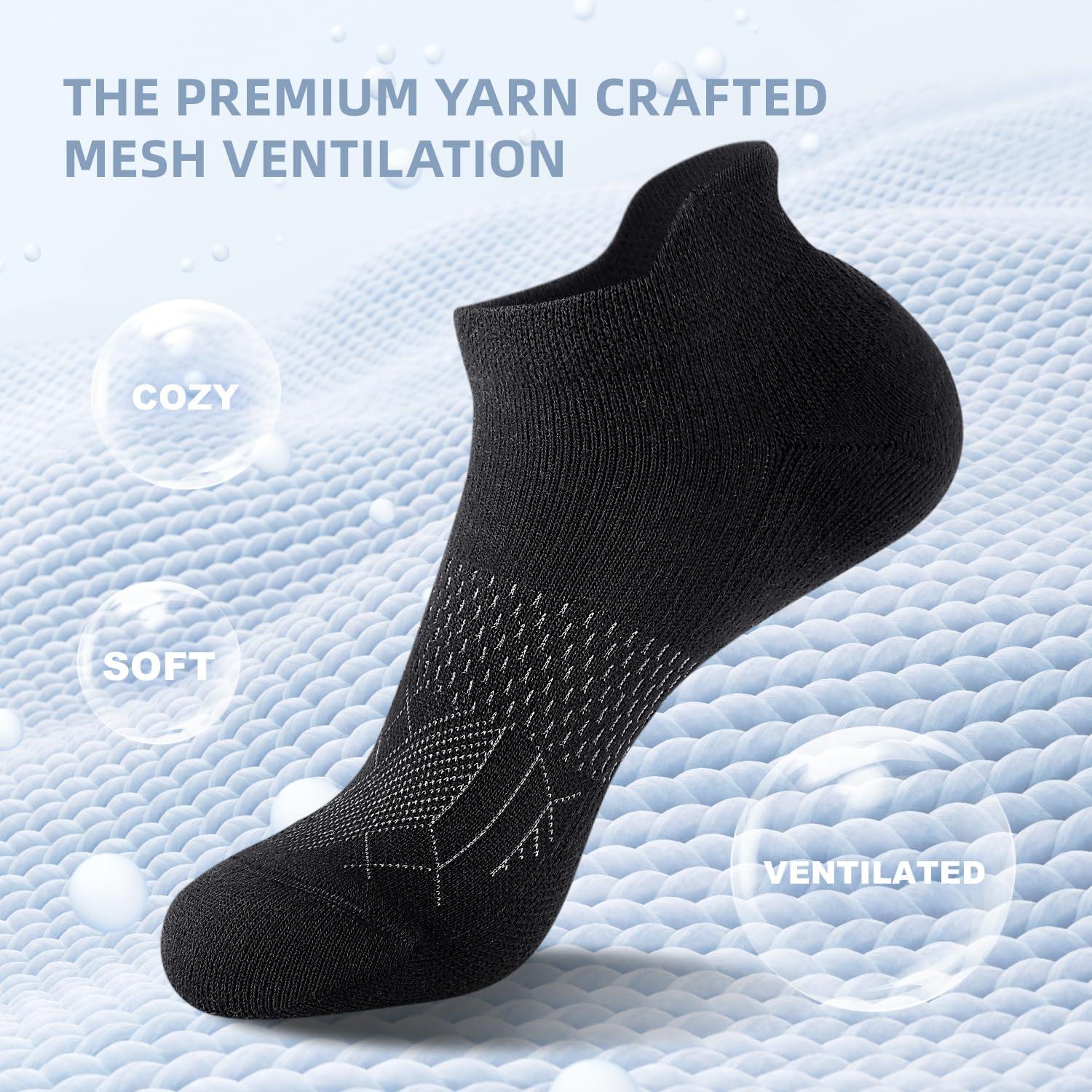 imageFITRELL 56 Pairs Ankle Running Socks for Women Athletic Cushioned Low Cut Tab Sports Socks6 Pairs All Black