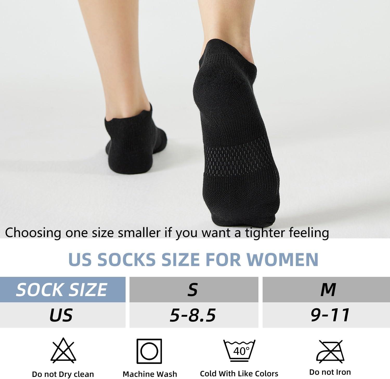 imageFITRELL 56 Pairs Ankle Running Socks for Women Athletic Cushioned Low Cut Tab Sports Socks6 Pairs All Black