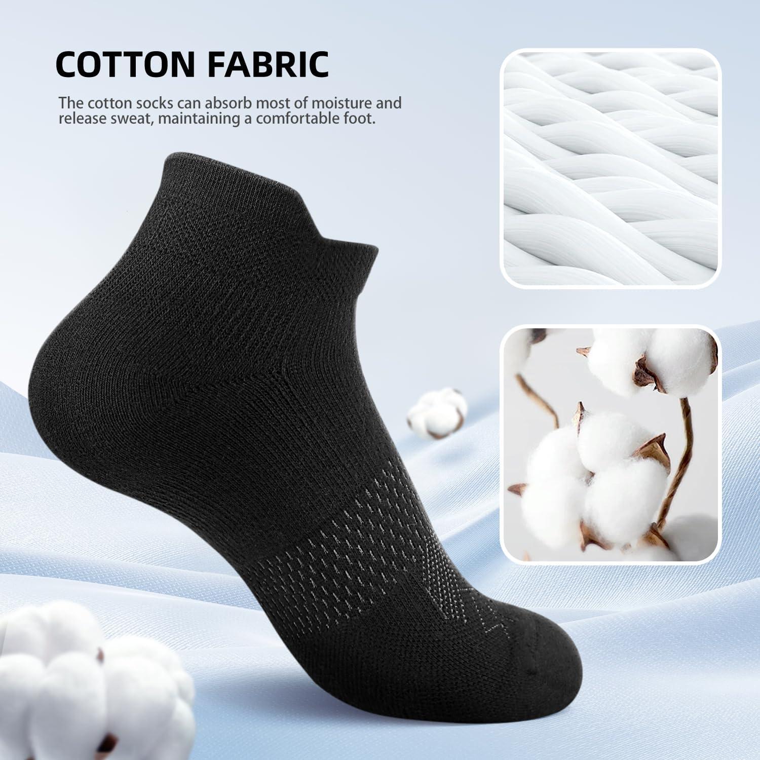 imageFITRELL 56 Pairs Ankle Running Socks for Women Athletic Cushioned Low Cut Tab Sports Socks6 Pairs All Black