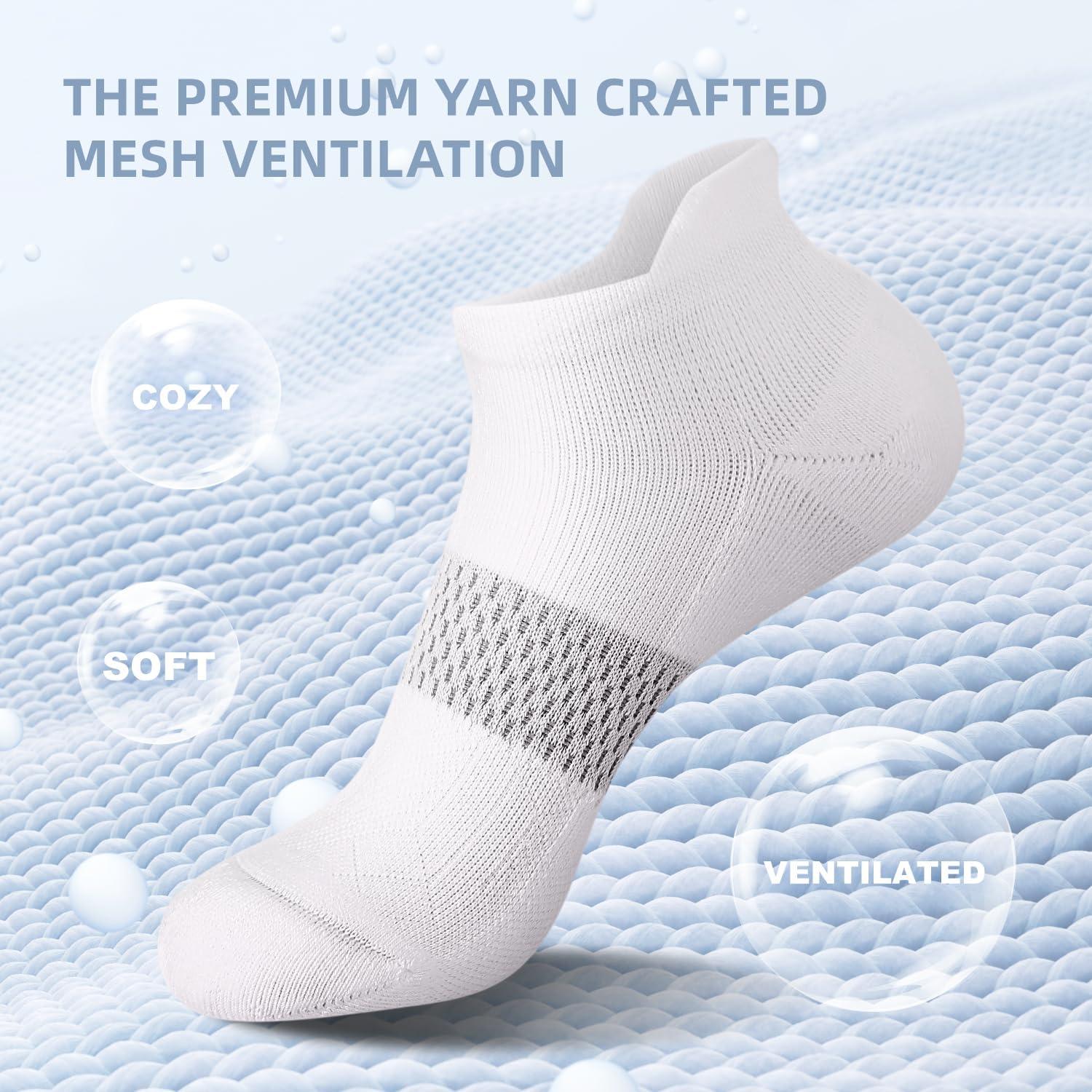 imageFITRELL 56 Pairs Ankle Running Socks for Women Athletic Cushioned Low Cut Tab Sports Socks6 Pairs All White