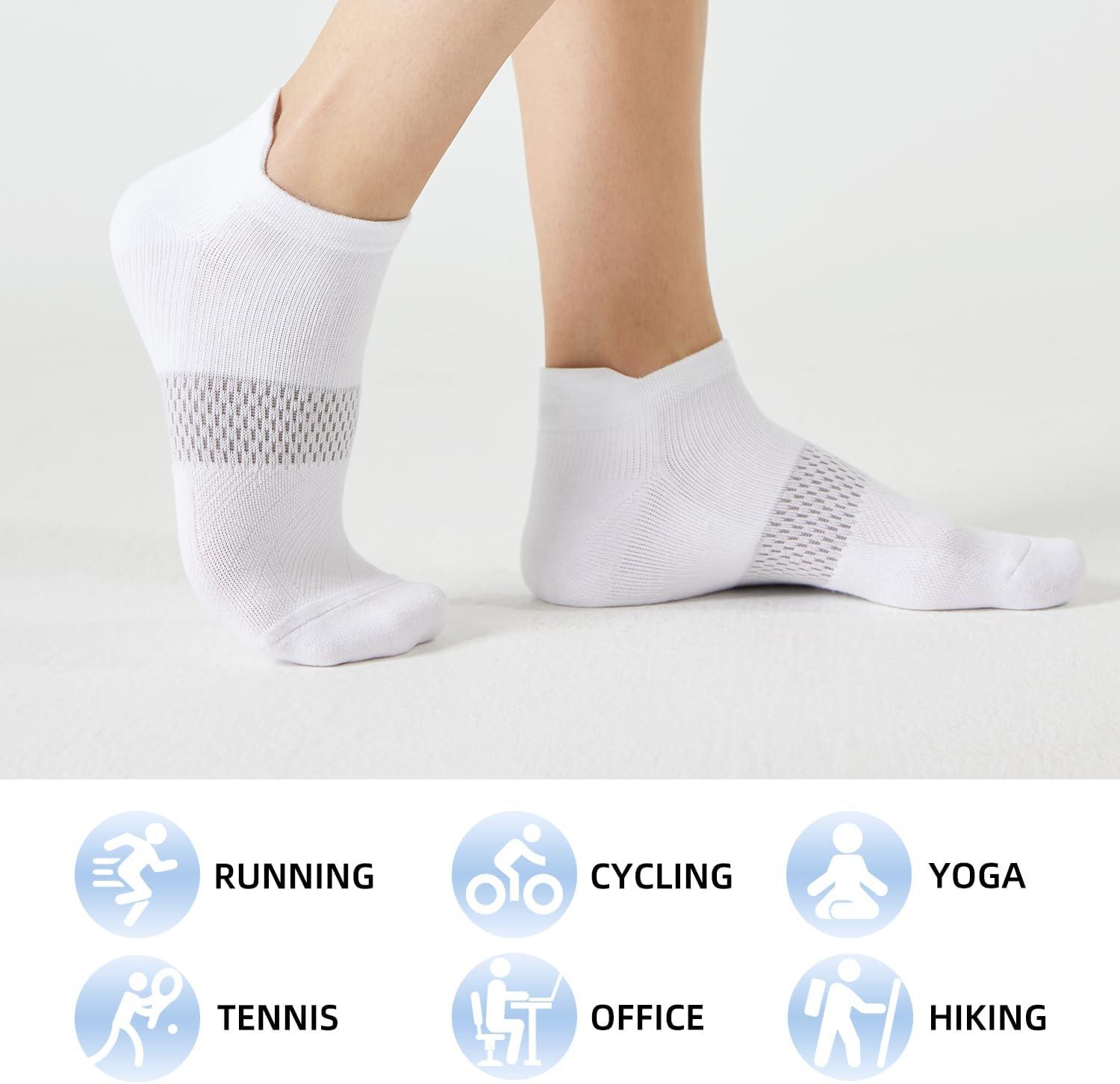 imageFITRELL 56 Pairs Ankle Running Socks for Women Athletic Cushioned Low Cut Tab Sports Socks6 Pairs All White