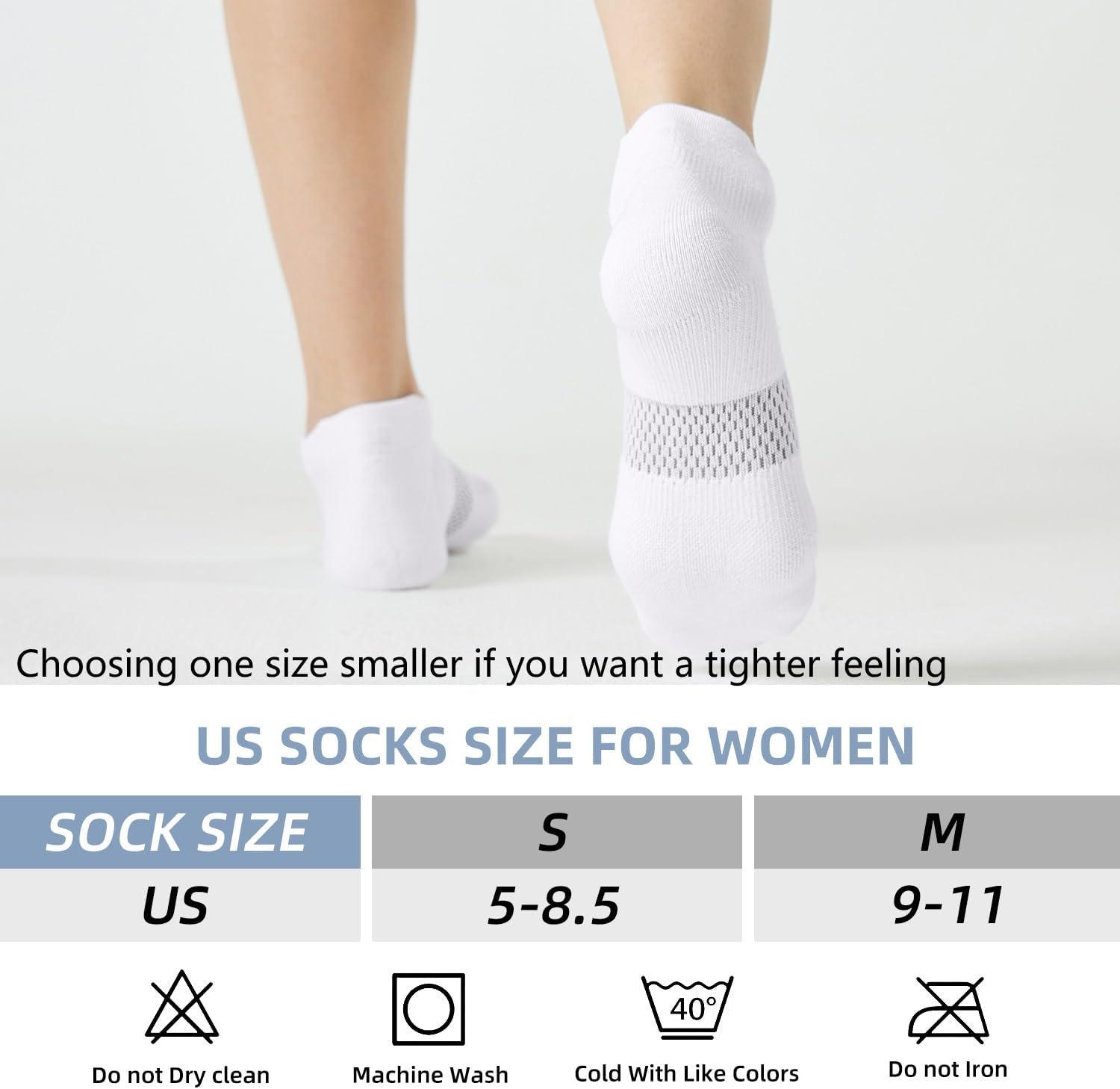 imageFITRELL 56 Pairs Ankle Running Socks for Women Athletic Cushioned Low Cut Tab Sports Socks6 Pairs All White