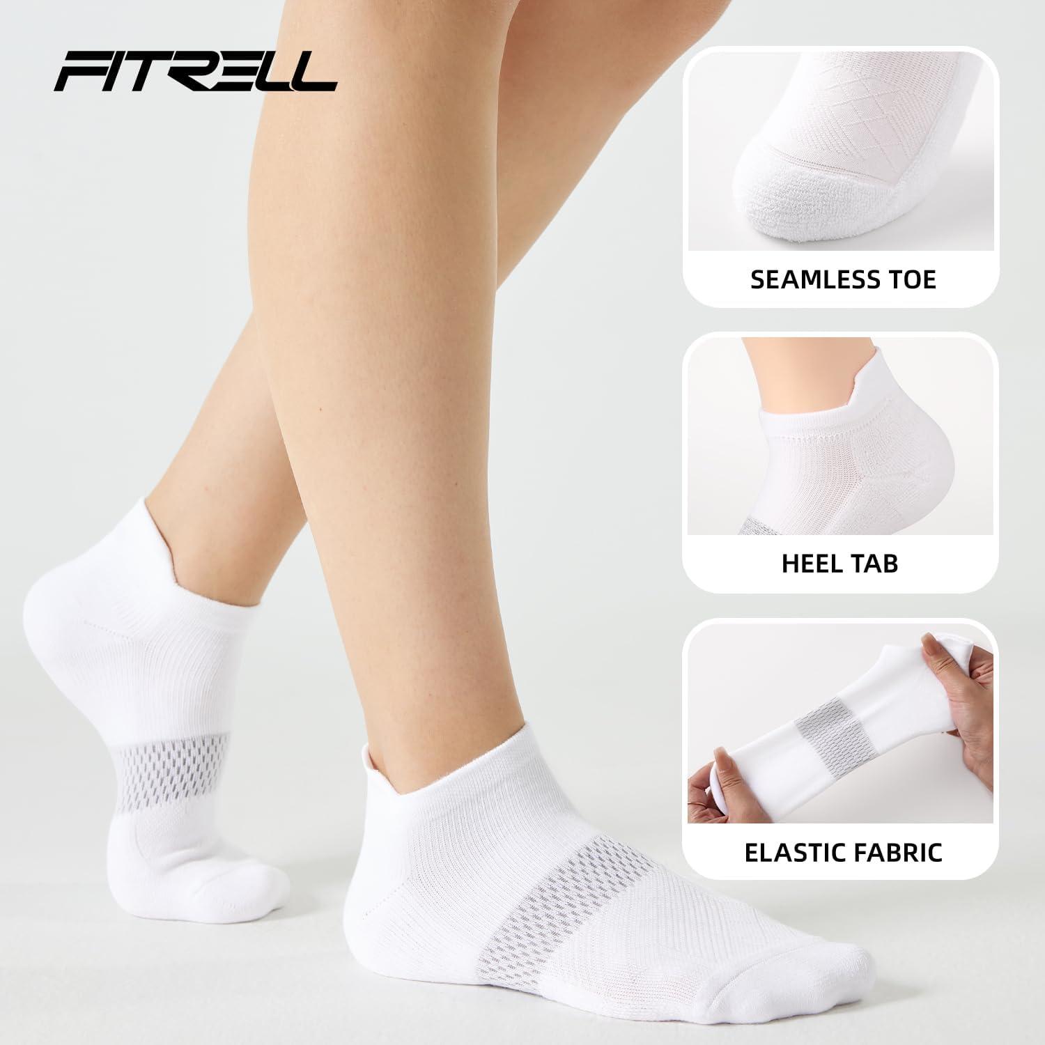 imageFITRELL 56 Pairs Ankle Running Socks for Women Athletic Cushioned Low Cut Tab Sports Socks6 Pairs All White