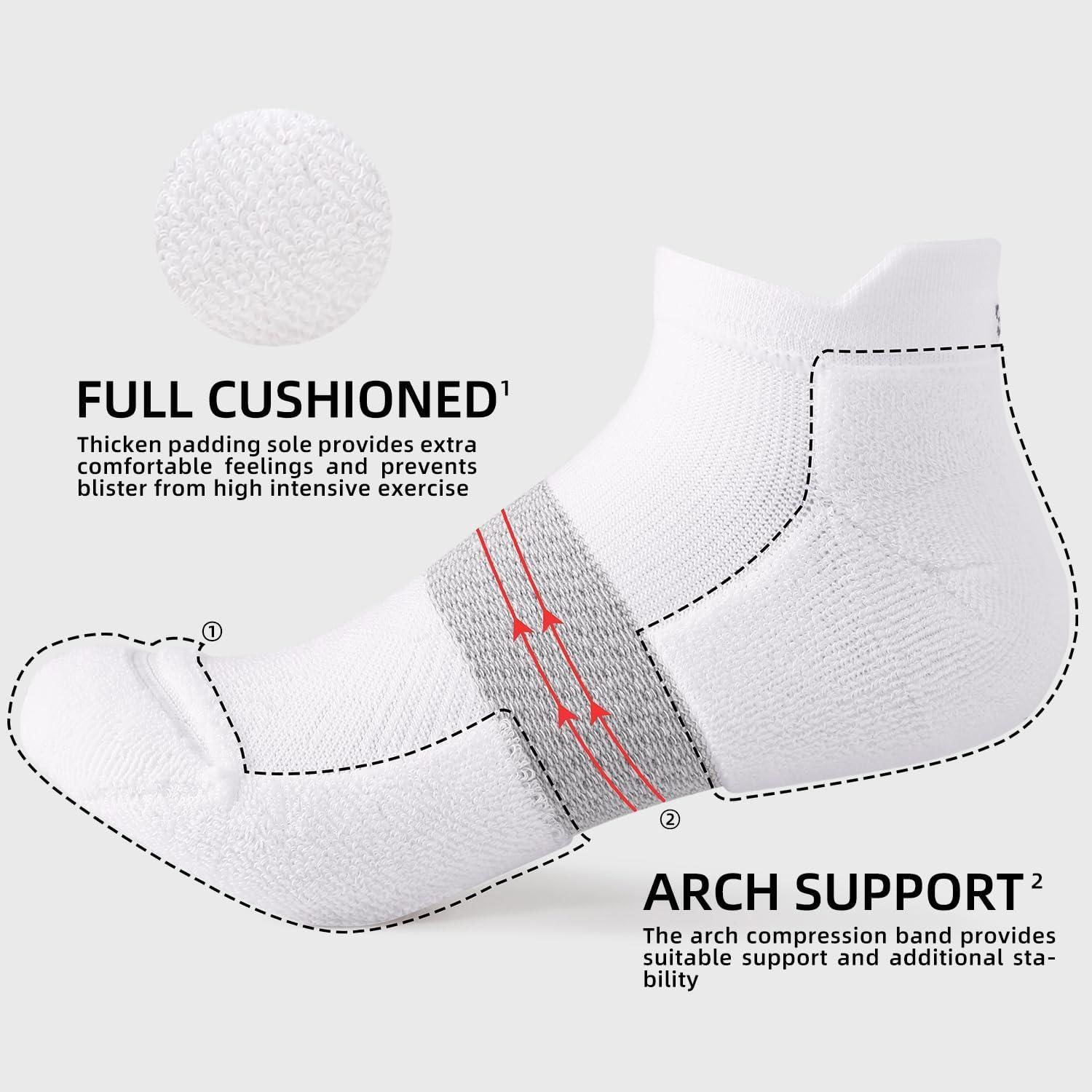 imageFITRELL 56 Pairs Ankle Running Socks for Women Athletic Cushioned Low Cut Tab Sports Socks6 Pairs All White