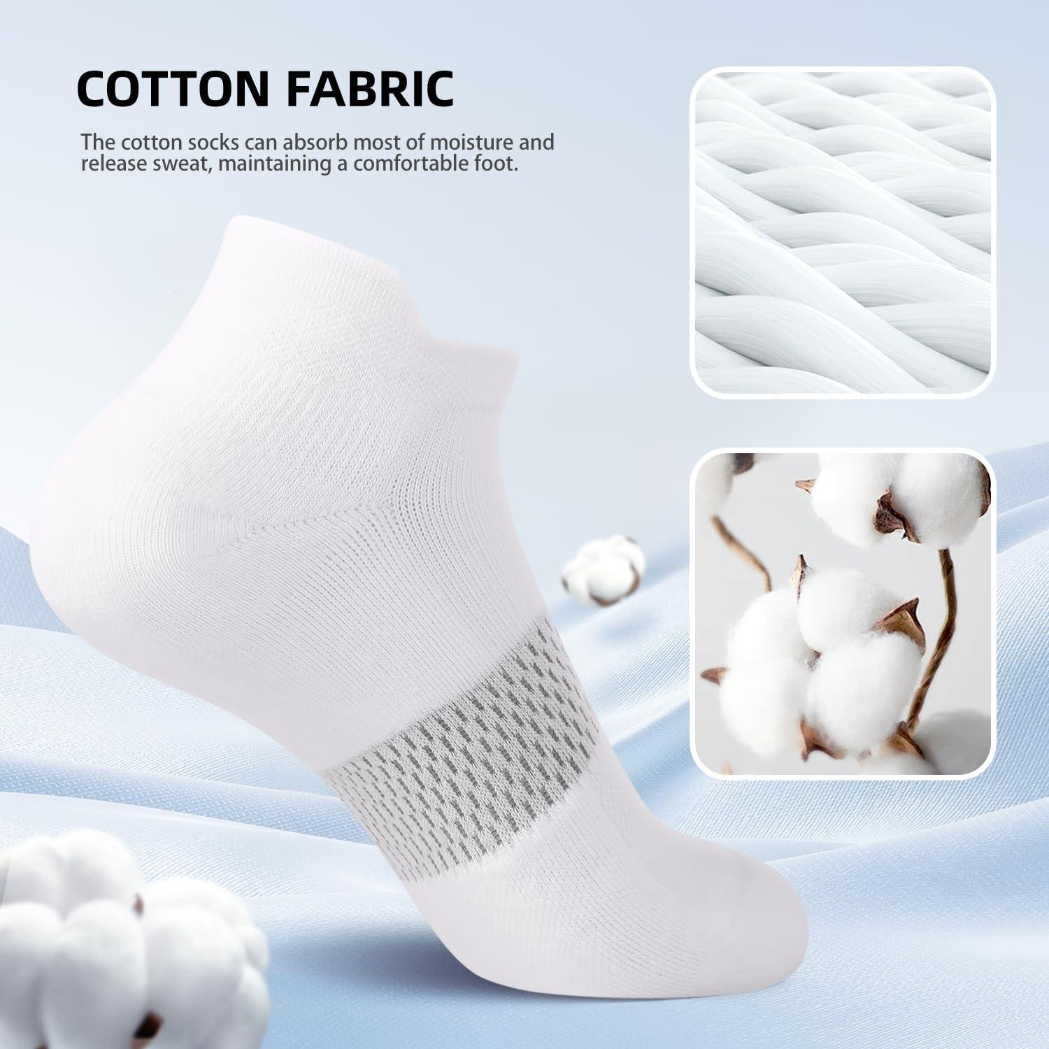 imageFITRELL 56 Pairs Ankle Running Socks for Women Athletic Cushioned Low Cut Tab Sports Socks6 Pairs All White