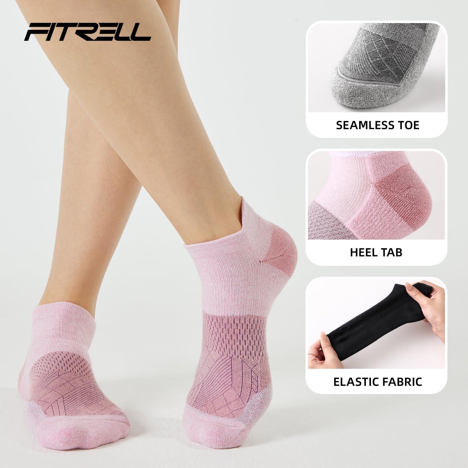 imageFITRELL 56 Pairs Ankle Running Socks for Women Athletic Cushioned Low Cut Tab Sports Socks6 Pairs Chocolate