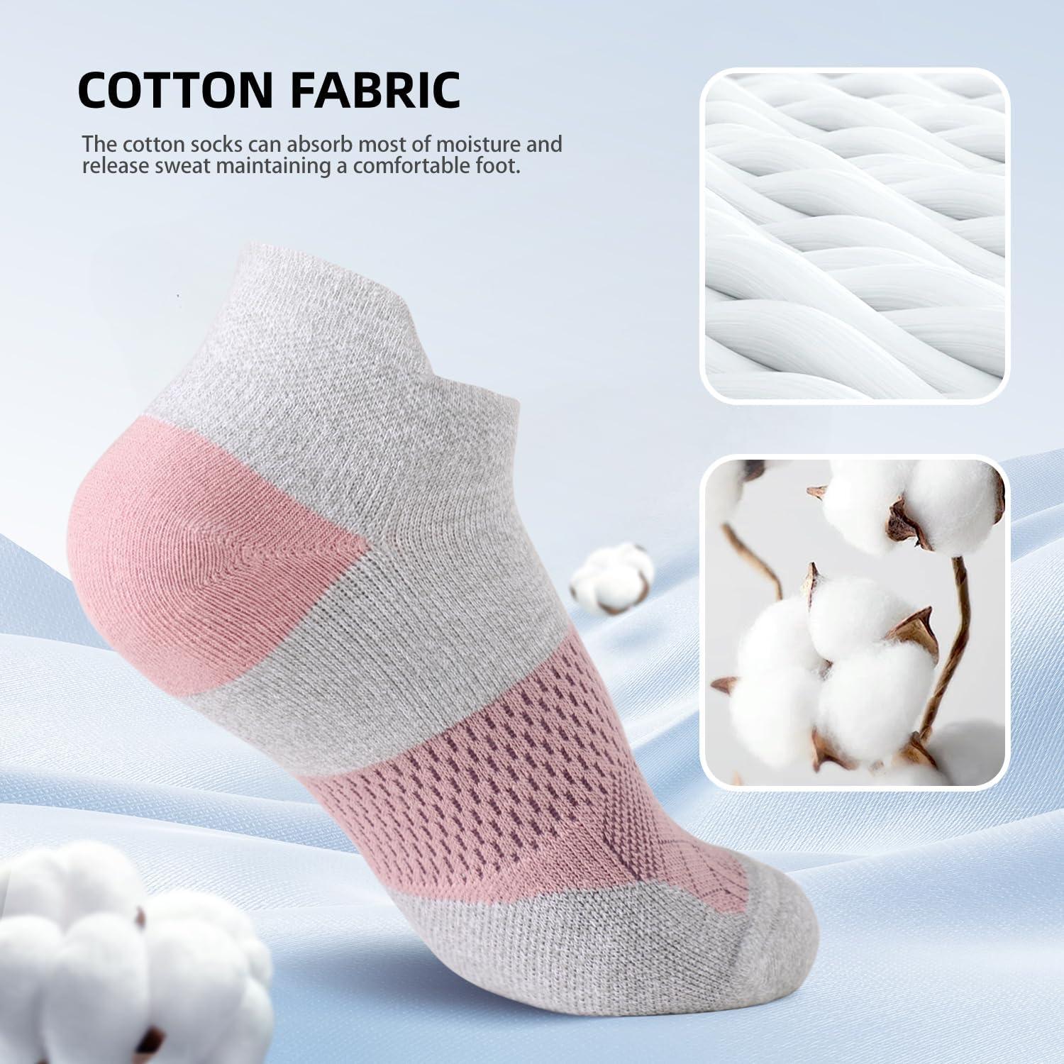 imageFITRELL 56 Pairs Ankle Running Socks for Women Athletic Cushioned Low Cut Tab Sports Socks6 Pairs Grey