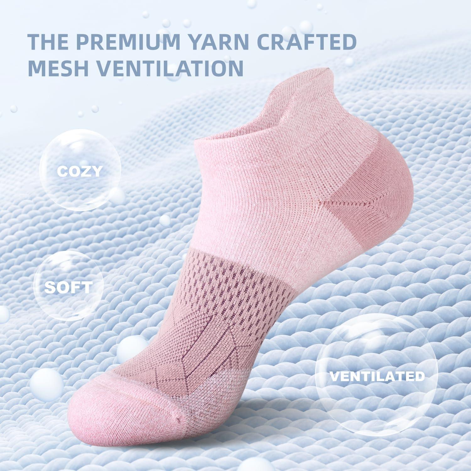 imageFITRELL 56 Pairs Ankle Running Socks for Women Athletic Cushioned Low Cut Tab Sports Socks6 Pairs Macaron