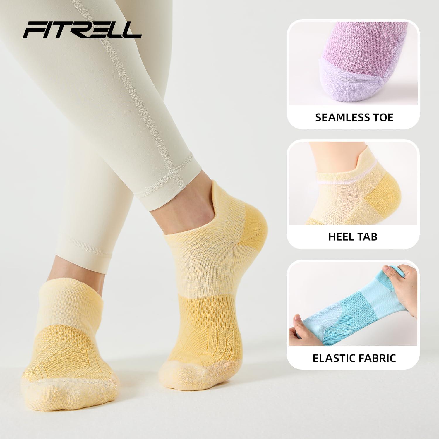 imageFITRELL 56 Pairs Ankle Running Socks for Women Athletic Cushioned Low Cut Tab Sports Socks6 Pairs Macaron