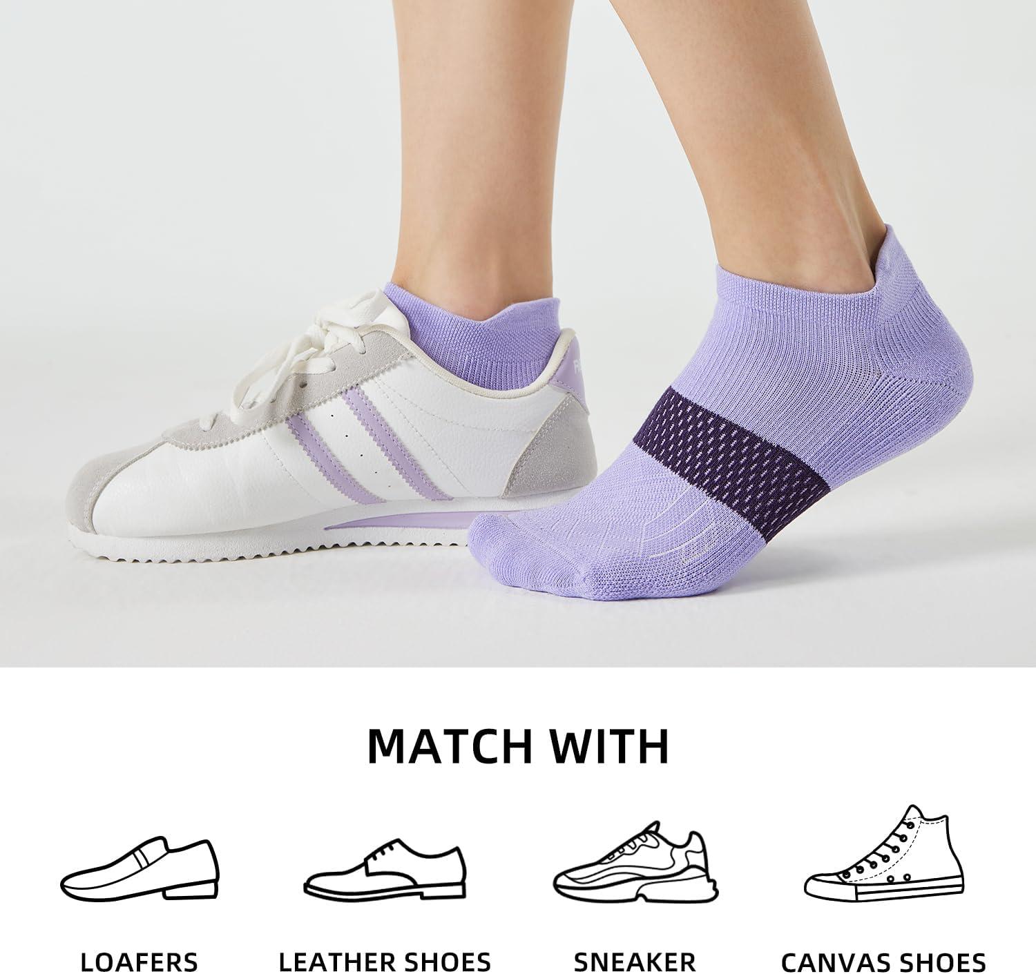 imageFITRELL 56 Pairs Ankle Running Socks for Women Athletic Cushioned Low Cut Tab Sports Socks6 Pairs Macaron