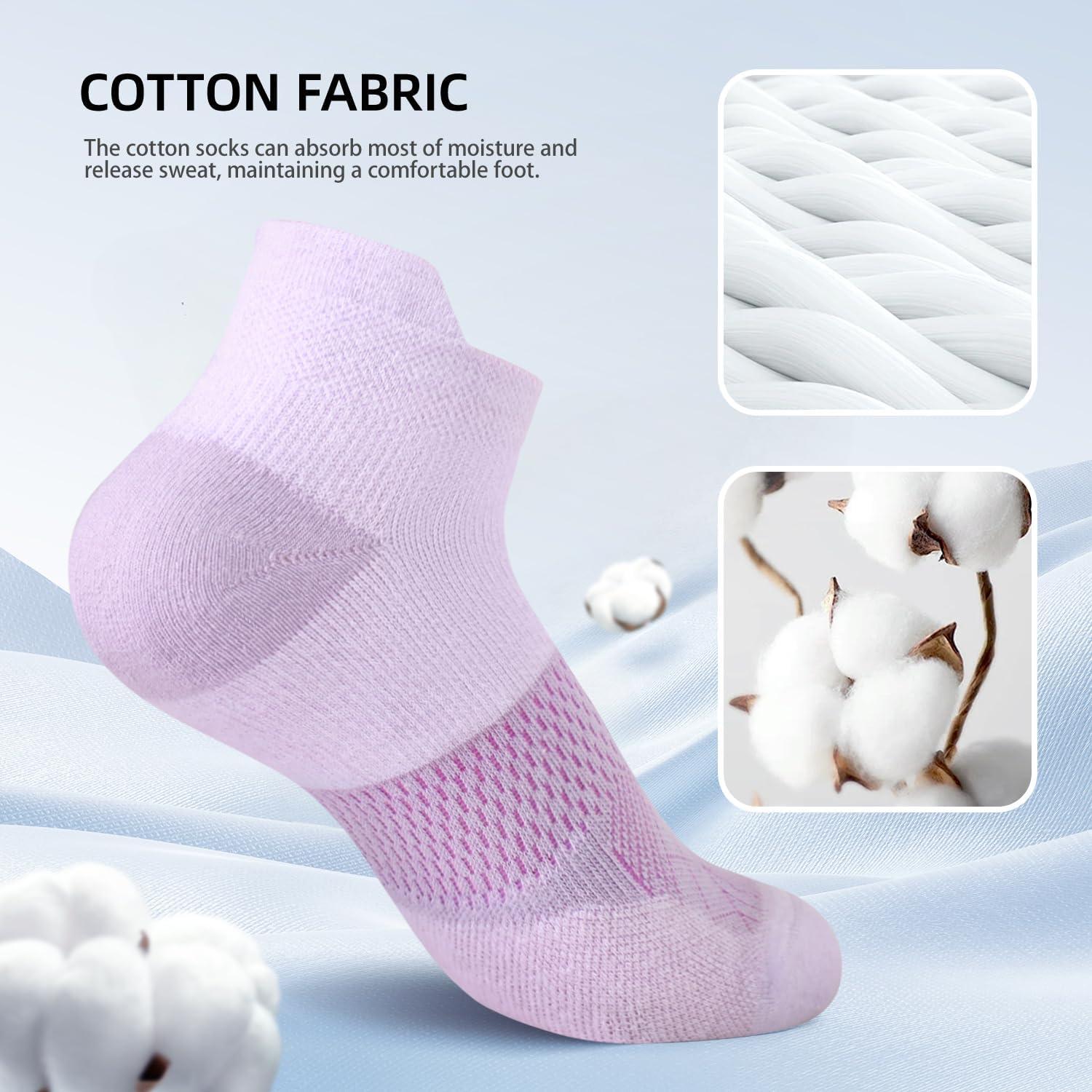 imageFITRELL 56 Pairs Ankle Running Socks for Women Athletic Cushioned Low Cut Tab Sports Socks6 Pairs Macaron