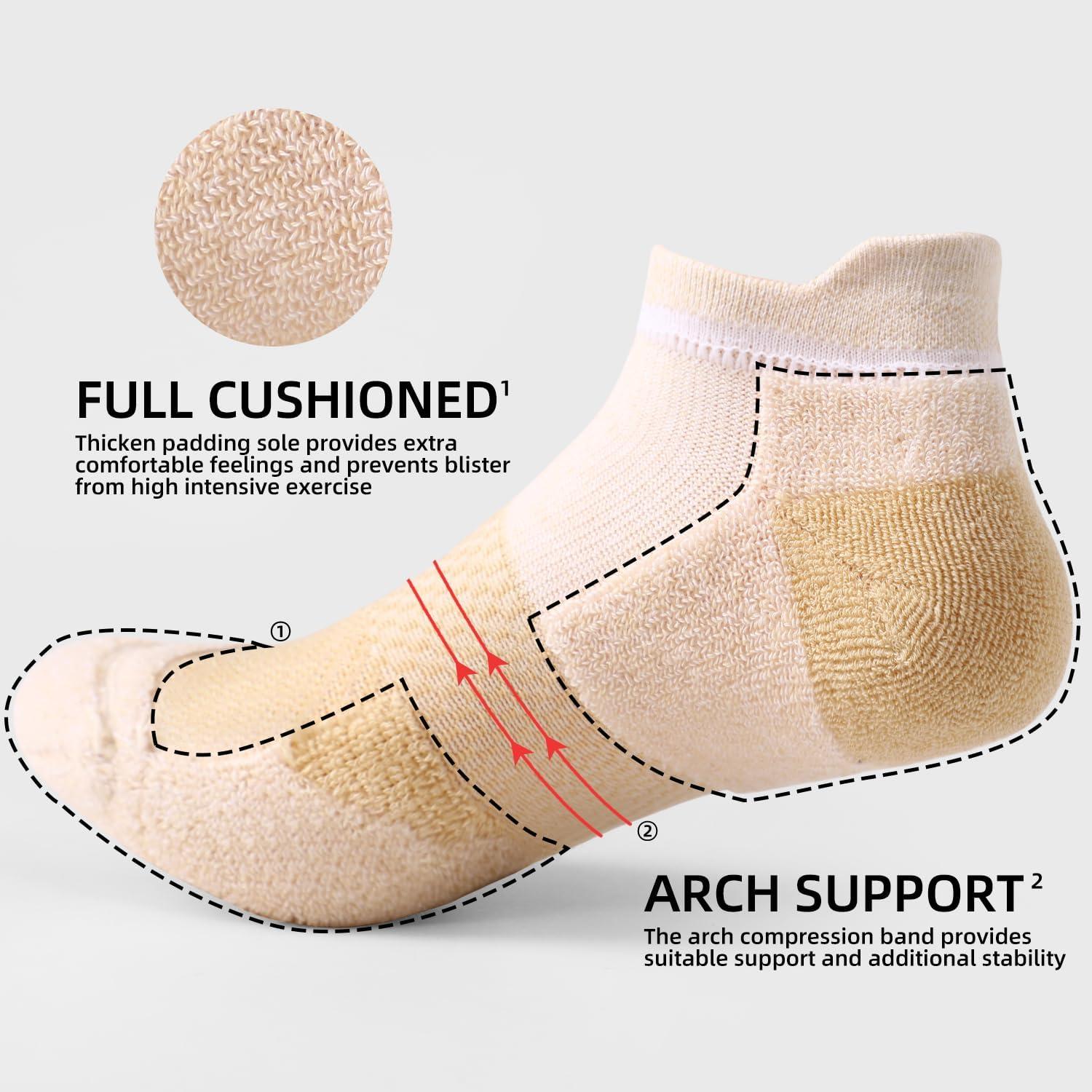 imageFITRELL 56 Pairs Ankle Running Socks for Women Athletic Cushioned Low Cut Tab Sports Socks6 Pairs Macaron