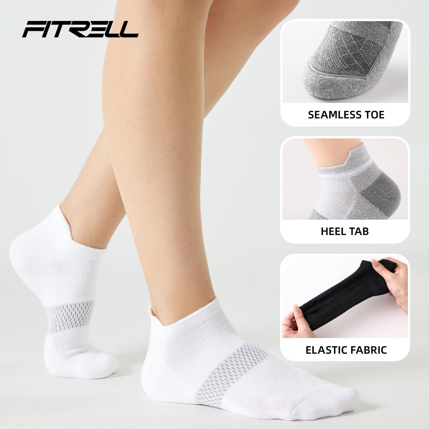 imageFITRELL 56 Pairs Ankle Running Socks for Women Athletic Cushioned Low Cut Tab Sports Socks6 Pairs WhiteBlackGrey