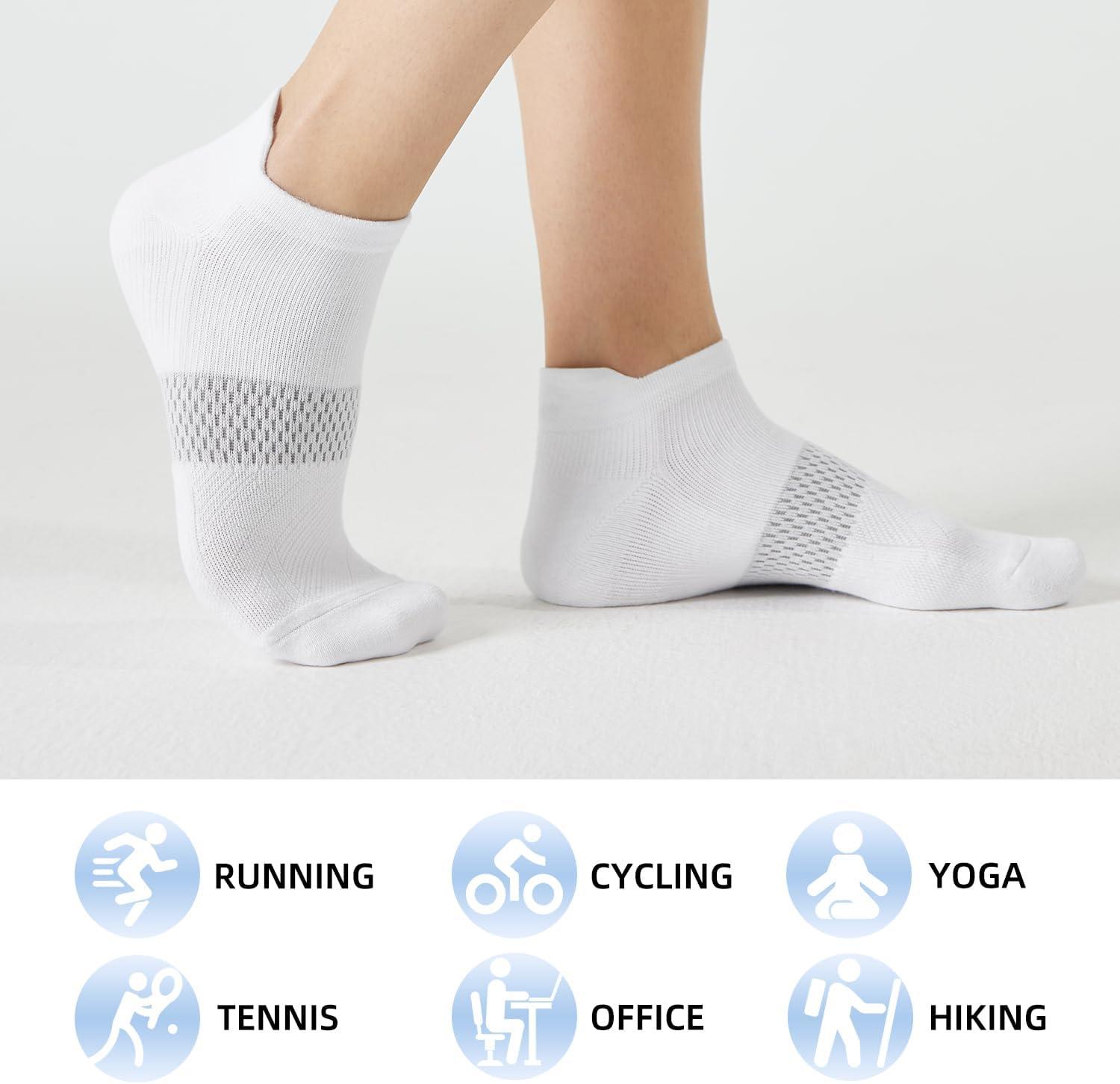 imageFITRELL 56 Pairs Ankle Running Socks for Women Athletic Cushioned Low Cut Tab Sports Socks6 Pairs WhiteBlackGrey
