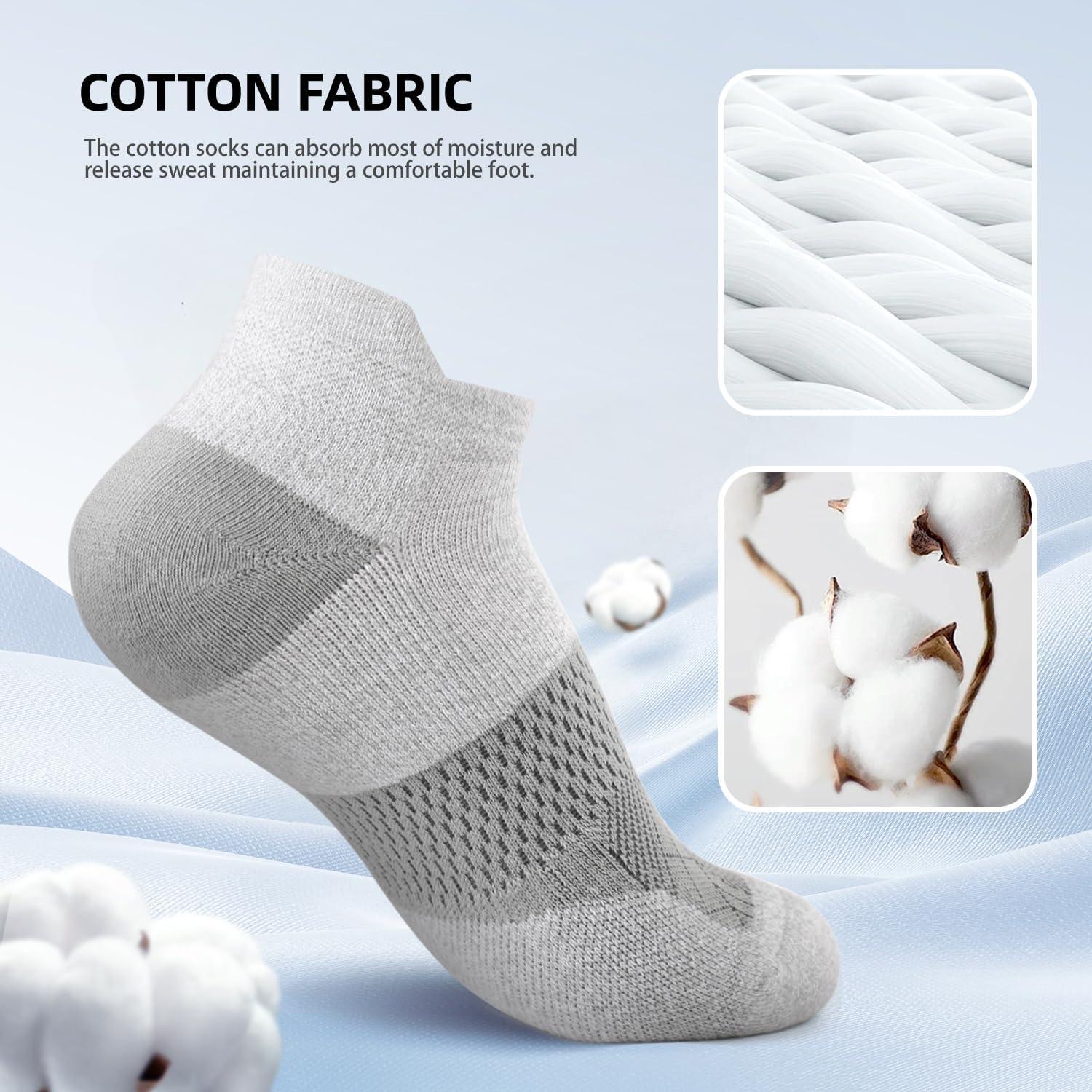 imageFITRELL 56 Pairs Ankle Running Socks for Women Athletic Cushioned Low Cut Tab Sports Socks6 Pairs WhiteBlackGrey