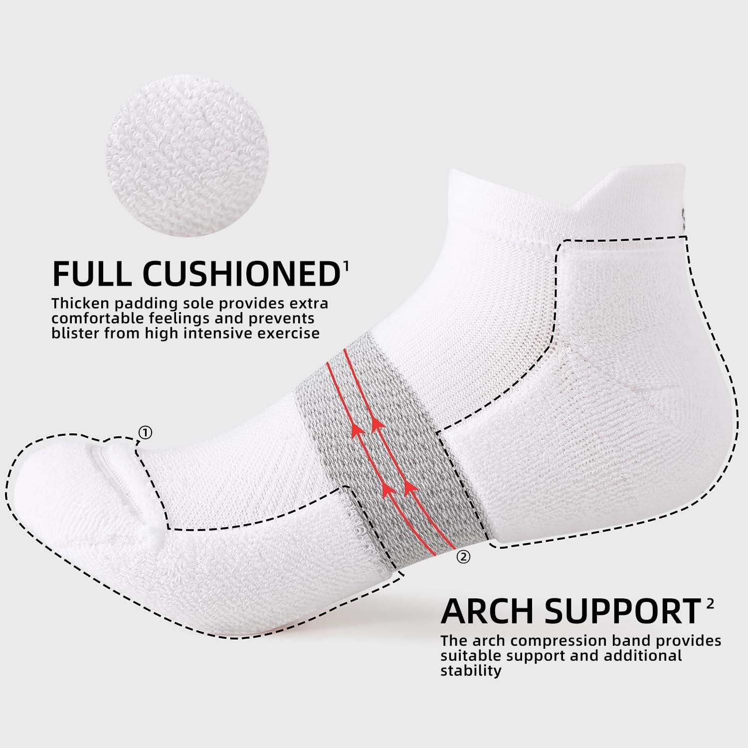 imageFITRELL 56 Pairs Ankle Running Socks for Women Athletic Cushioned Low Cut Tab Sports Socks6 Pairs WhiteBlackGrey