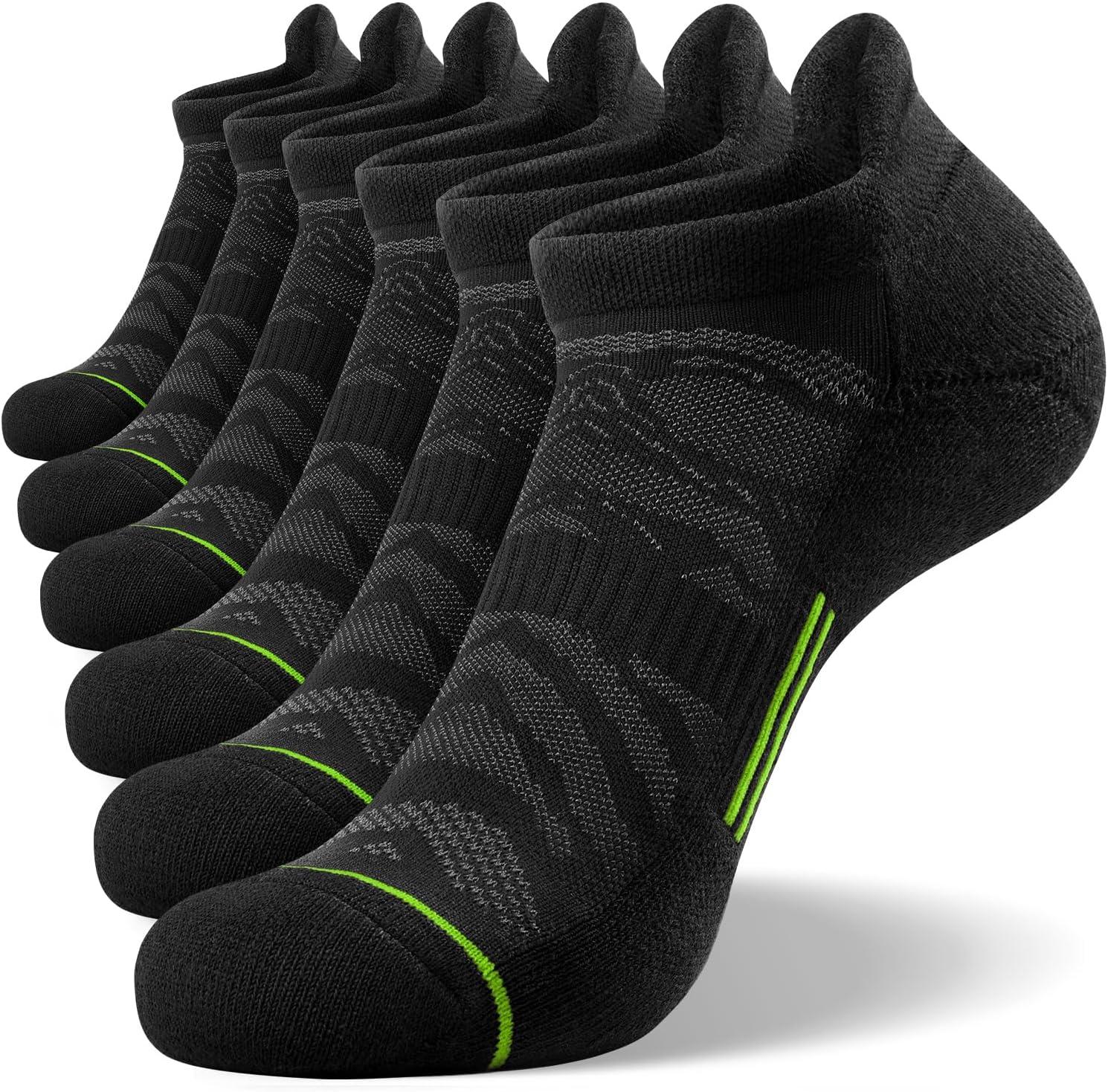 imageFITRELL 6 Pack Mens Ankle Running Socks Low Cut Cushioned Athletic Sports Socks 799121215Blackgreen