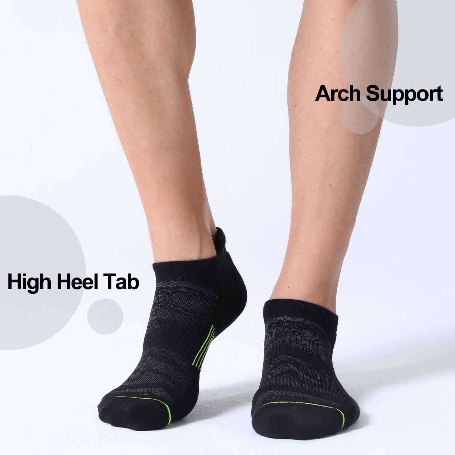 imageFITRELL 6 Pack Mens Ankle Running Socks Low Cut Cushioned Athletic Sports Socks 799121215Blackgreen