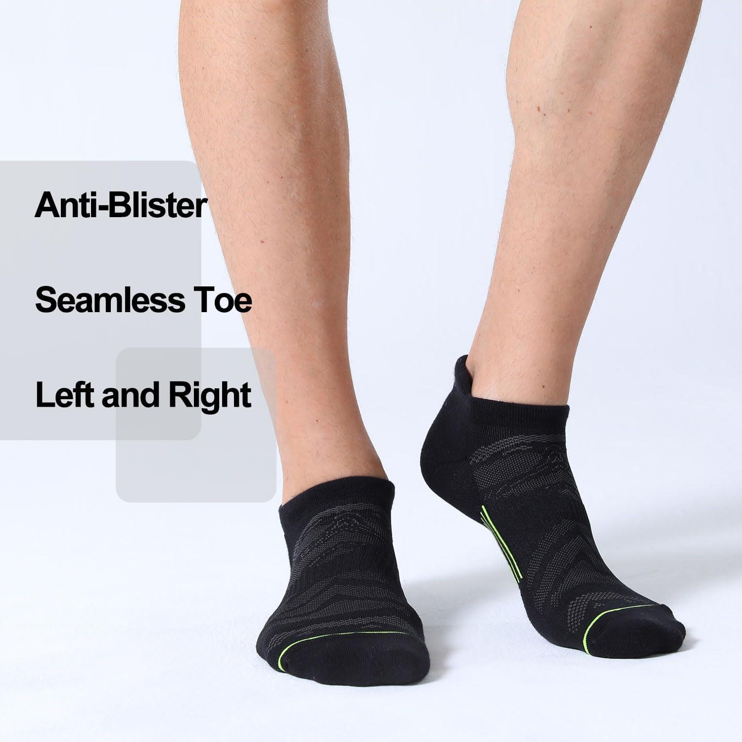 imageFITRELL 6 Pack Mens Ankle Running Socks Low Cut Cushioned Athletic Sports Socks 799121215Blackgreen