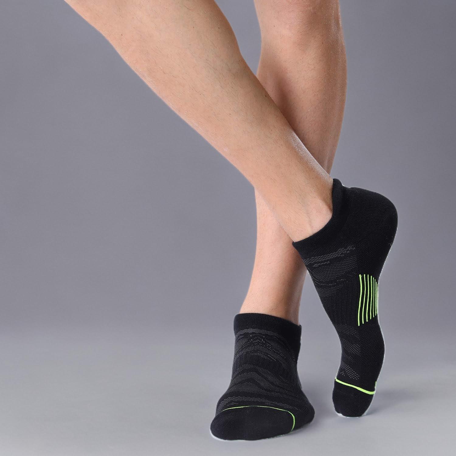 imageFITRELL 6 Pack Mens Ankle Running Socks Low Cut Cushioned Athletic Sports Socks 799121215Blackgreen