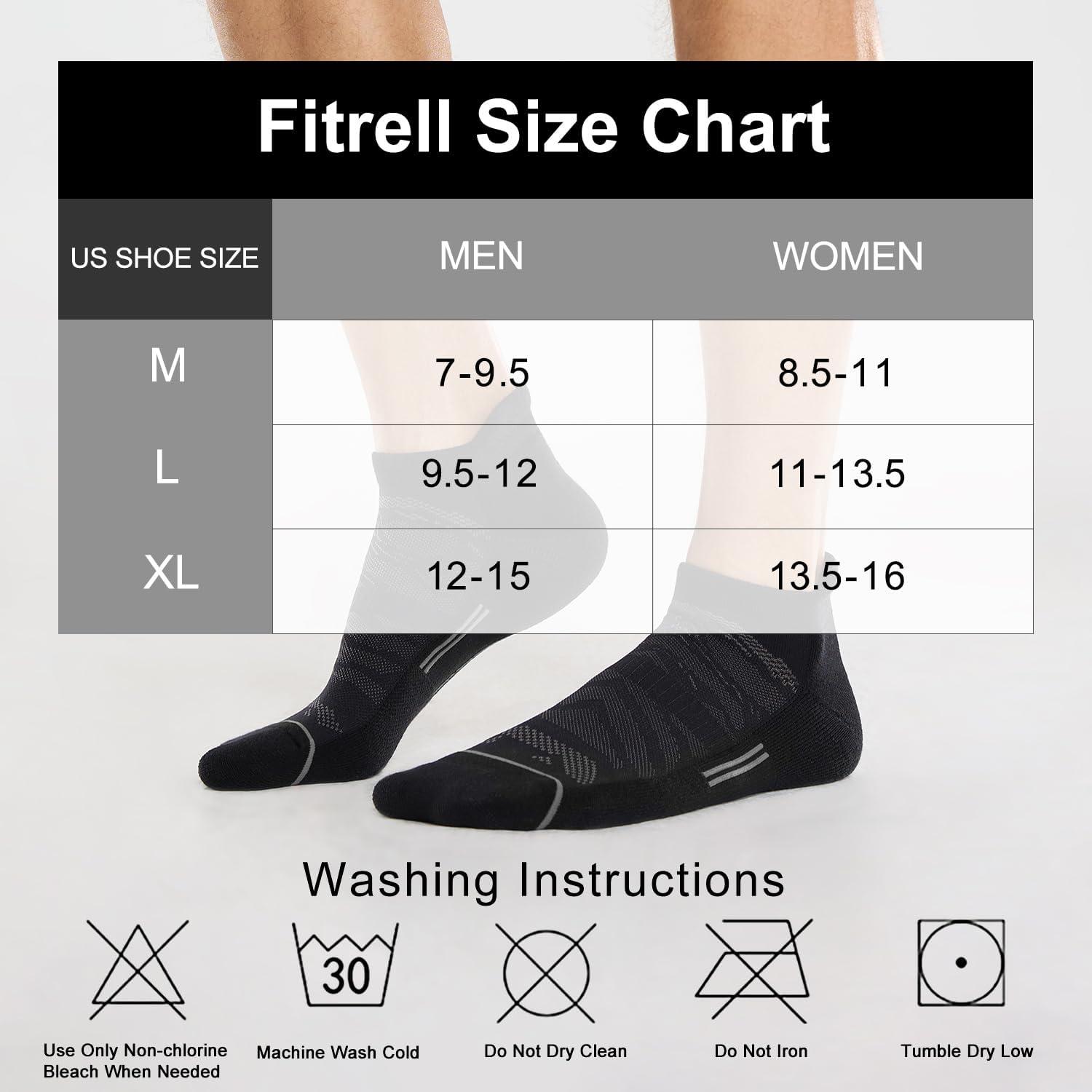 imageFITRELL 6 Pack Mens Ankle Running Socks Low Cut Cushioned Athletic Sports Socks 799121215Blackgrey