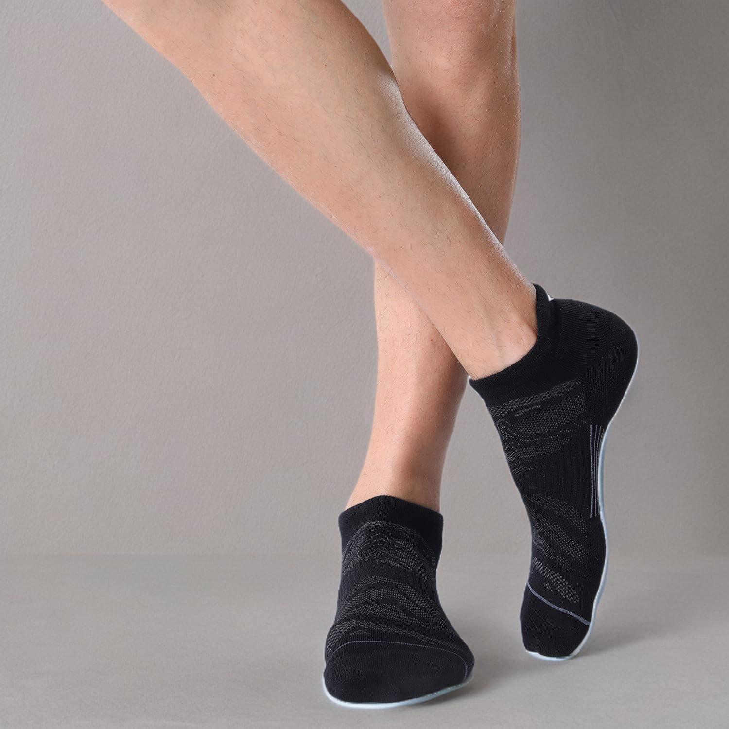 imageFITRELL 6 Pack Mens Ankle Running Socks Low Cut Cushioned Athletic Sports Socks 799121215Blackgrey