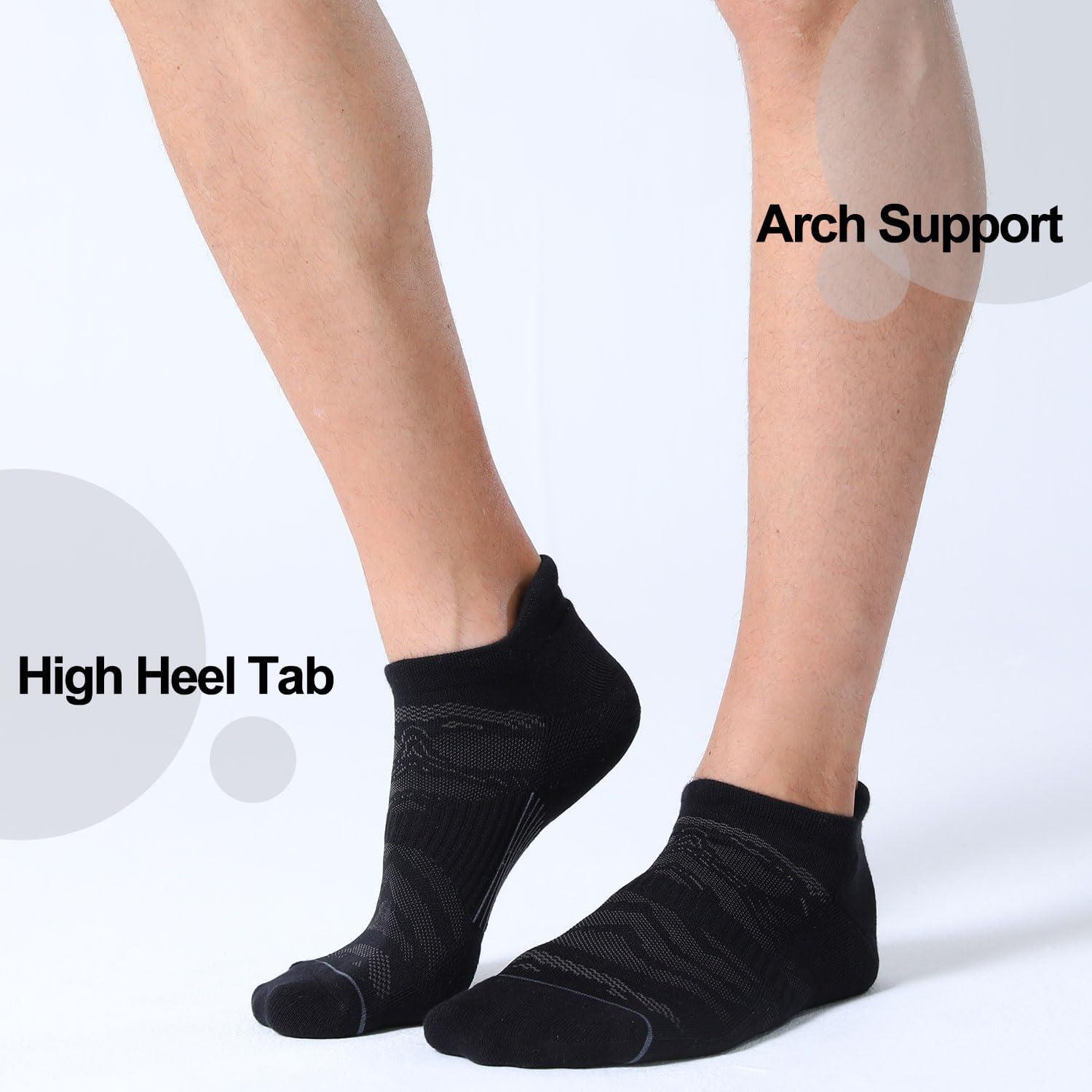 imageFITRELL 6 Pack Mens Ankle Running Socks Low Cut Cushioned Athletic Sports Socks 799121215Blackgrey