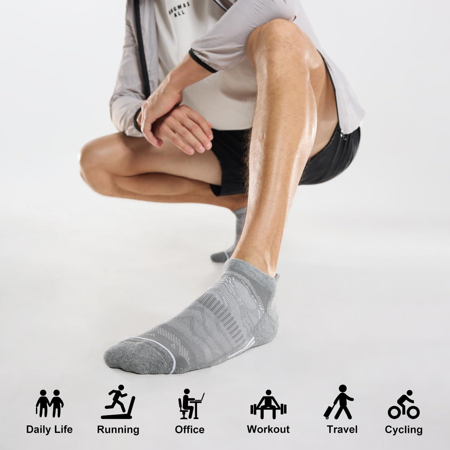 imageFITRELL 6 Pack Mens Ankle Running Socks Low Cut Cushioned Athletic Sports Socks 799121215Blackwhitegrey Mixed