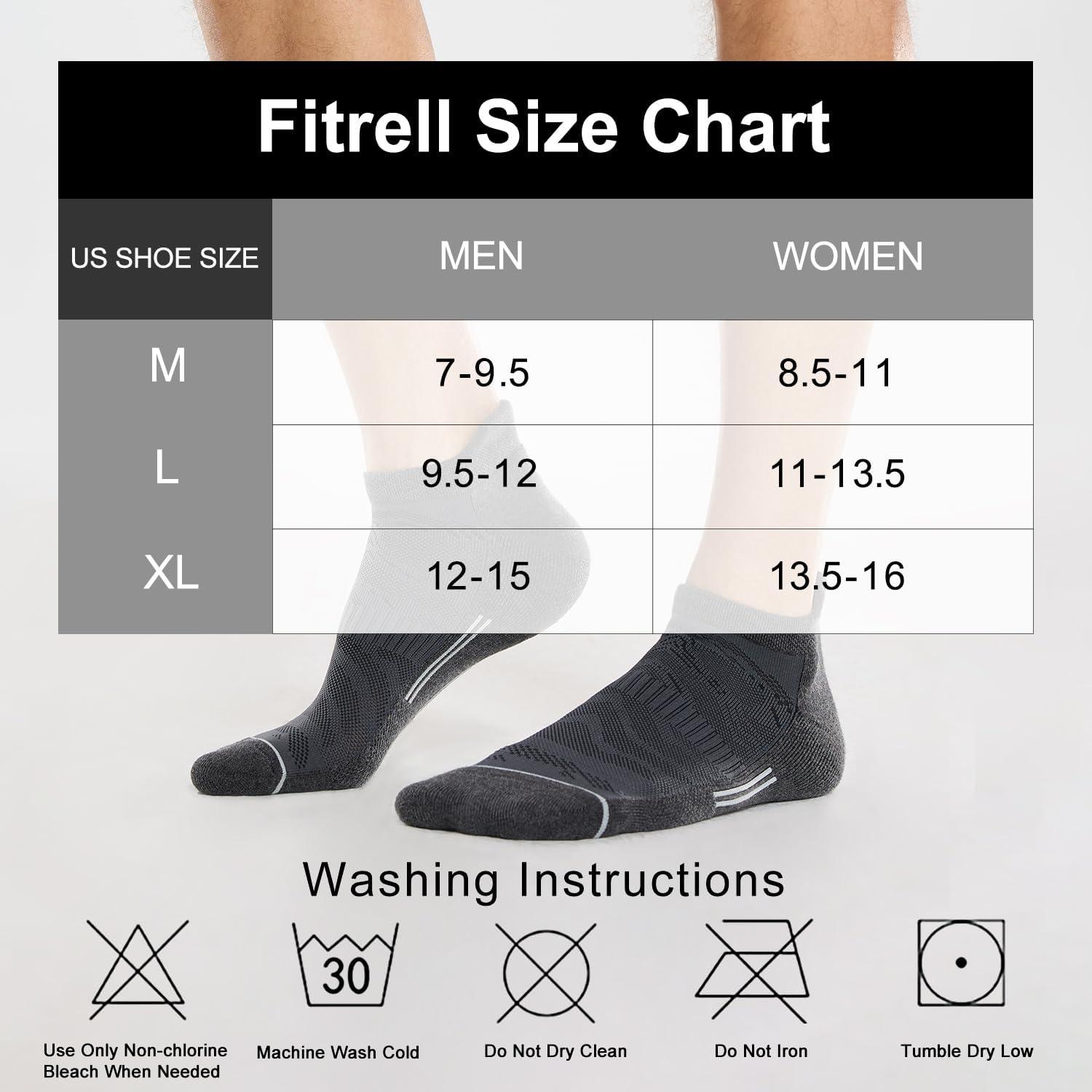 imageFITRELL 6 Pack Mens Ankle Running Socks Low Cut Cushioned Athletic Sports Socks 799121215Dark Greygrey