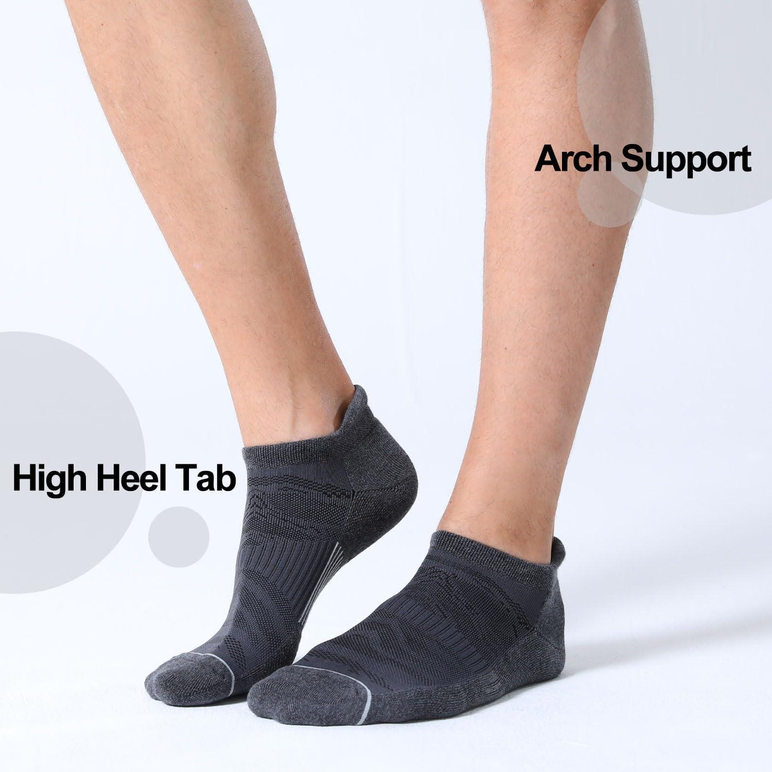 imageFITRELL 6 Pack Mens Ankle Running Socks Low Cut Cushioned Athletic Sports Socks 799121215Dark Greygrey