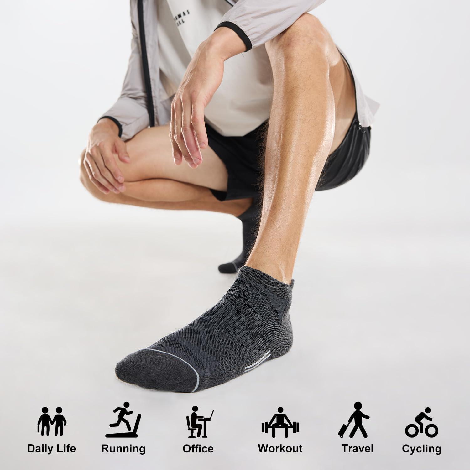 imageFITRELL 6 Pack Mens Ankle Running Socks Low Cut Cushioned Athletic Sports Socks 799121215Dark Greygrey